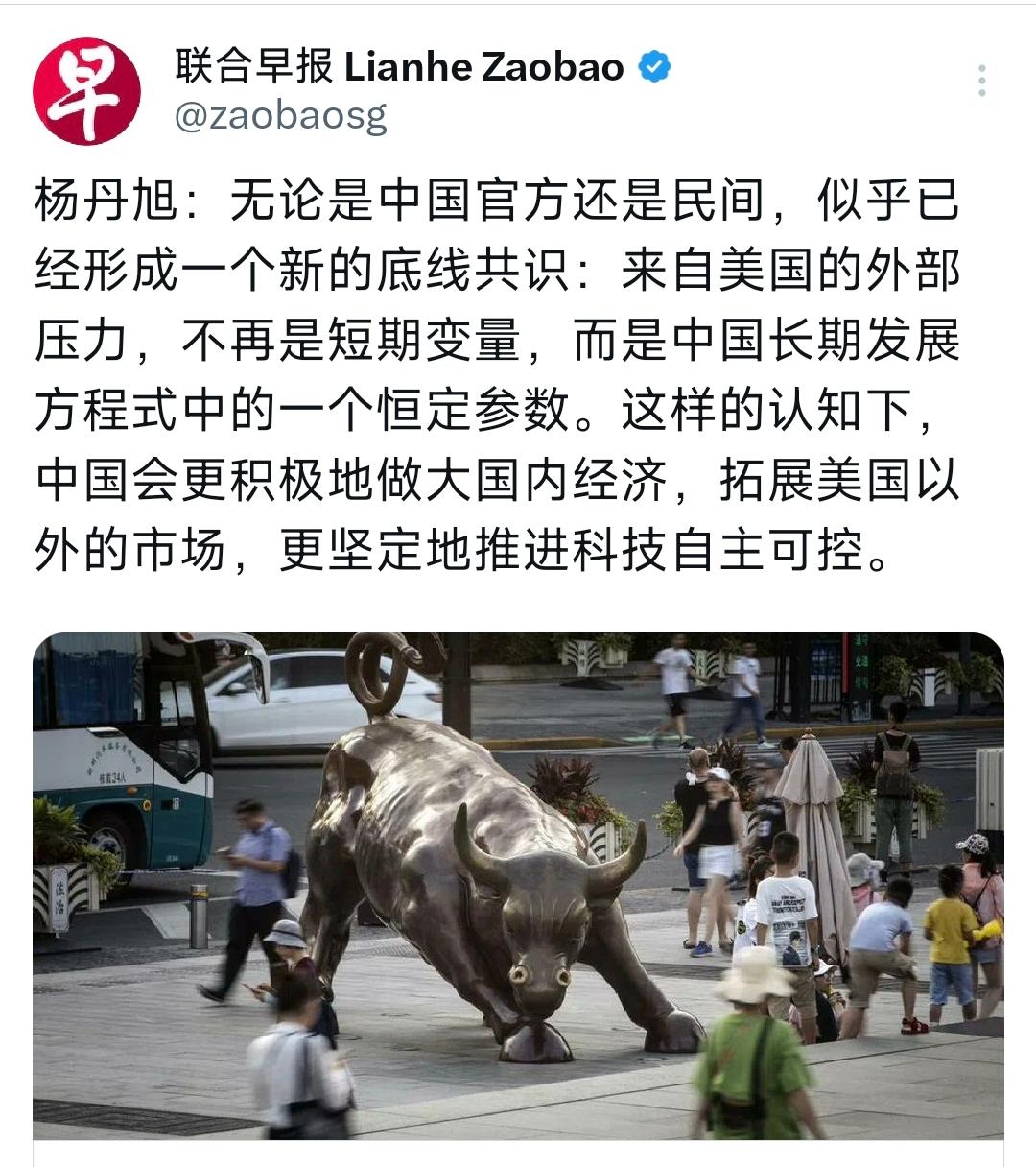 新加坡联合早报10月29日晚发表杨丹旭的评论:“无论是中国官方还是民间,似乎已经