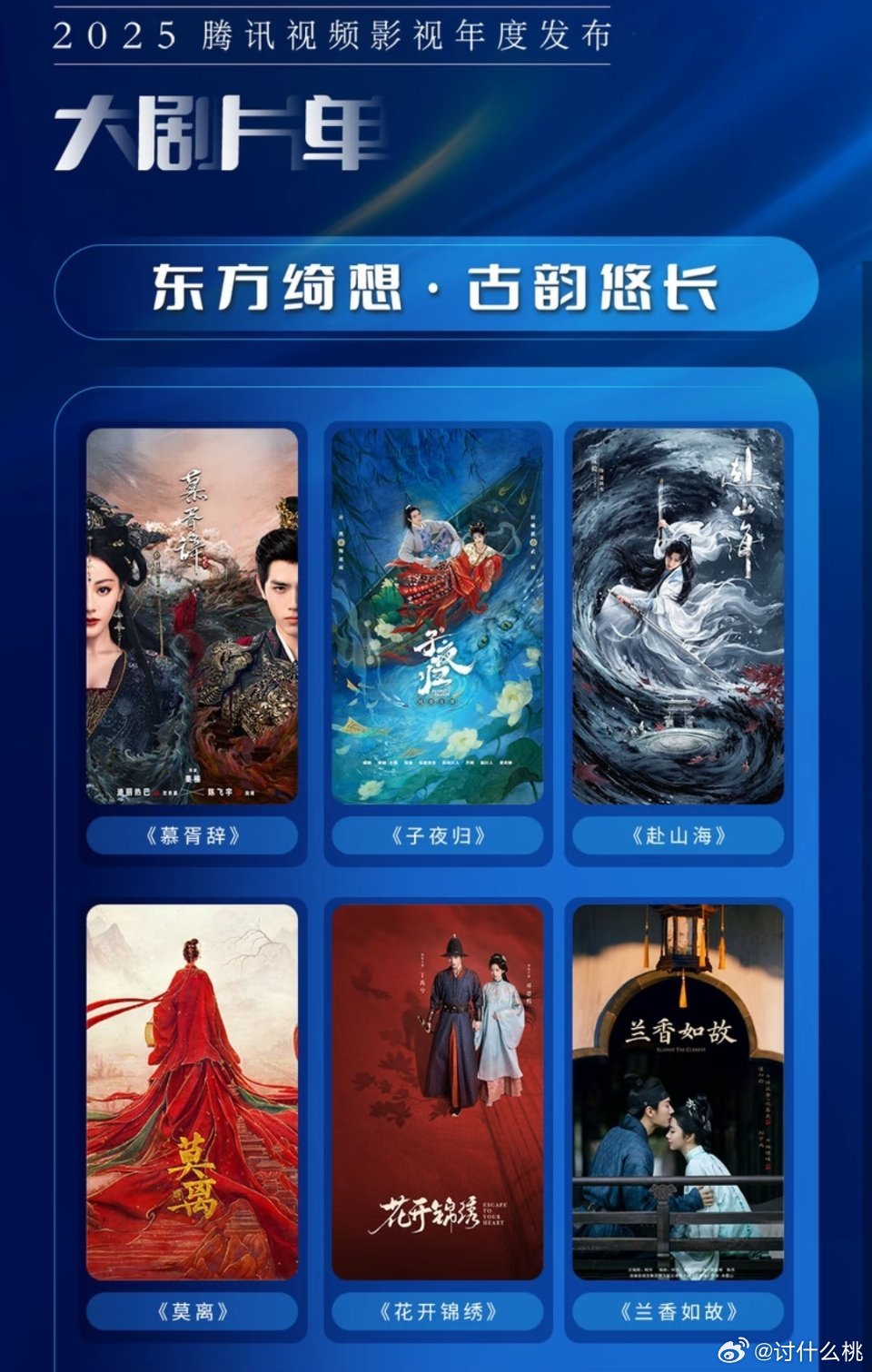 现在这张图里的6部腾讯S+古装剧，就只剩《兰香如故》没播了不知道《花开锦绣》能不