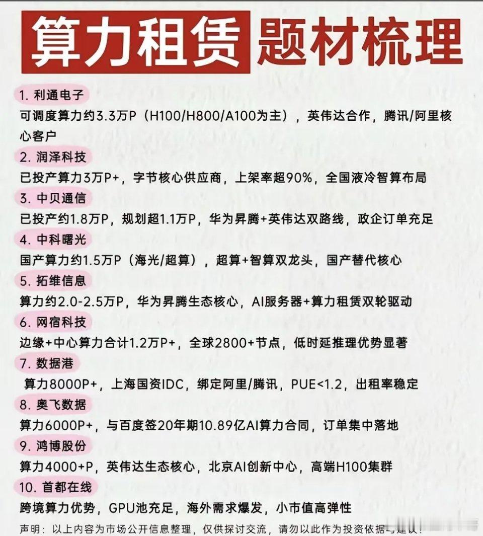 算力租赁赛道梳理当前算力租赁赛道，主要围绕两大主线展开：一是绑定头部互联网大厂、