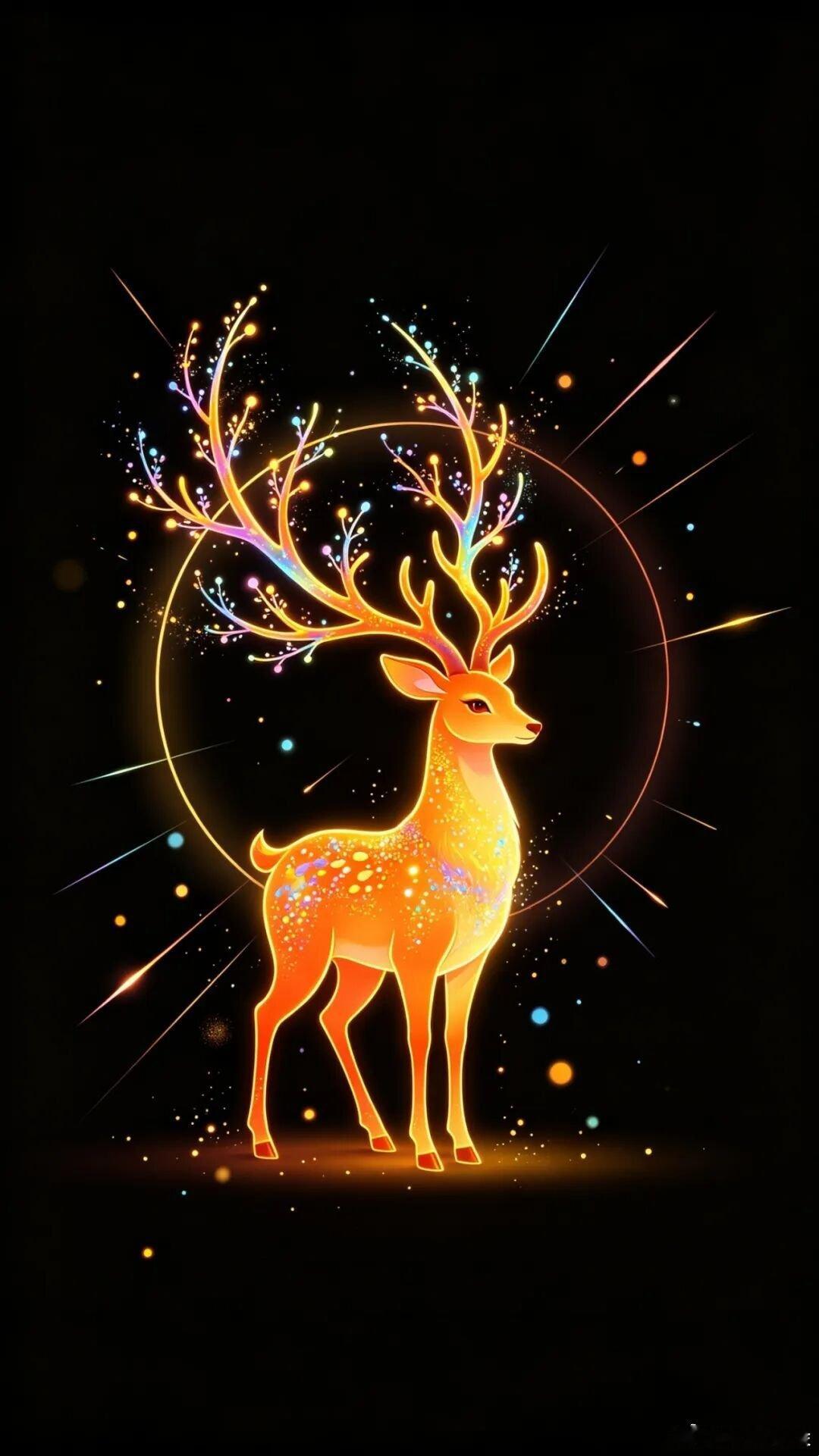 招财好运旺运势七彩许愿灵鹿壁纸～🦌​​​