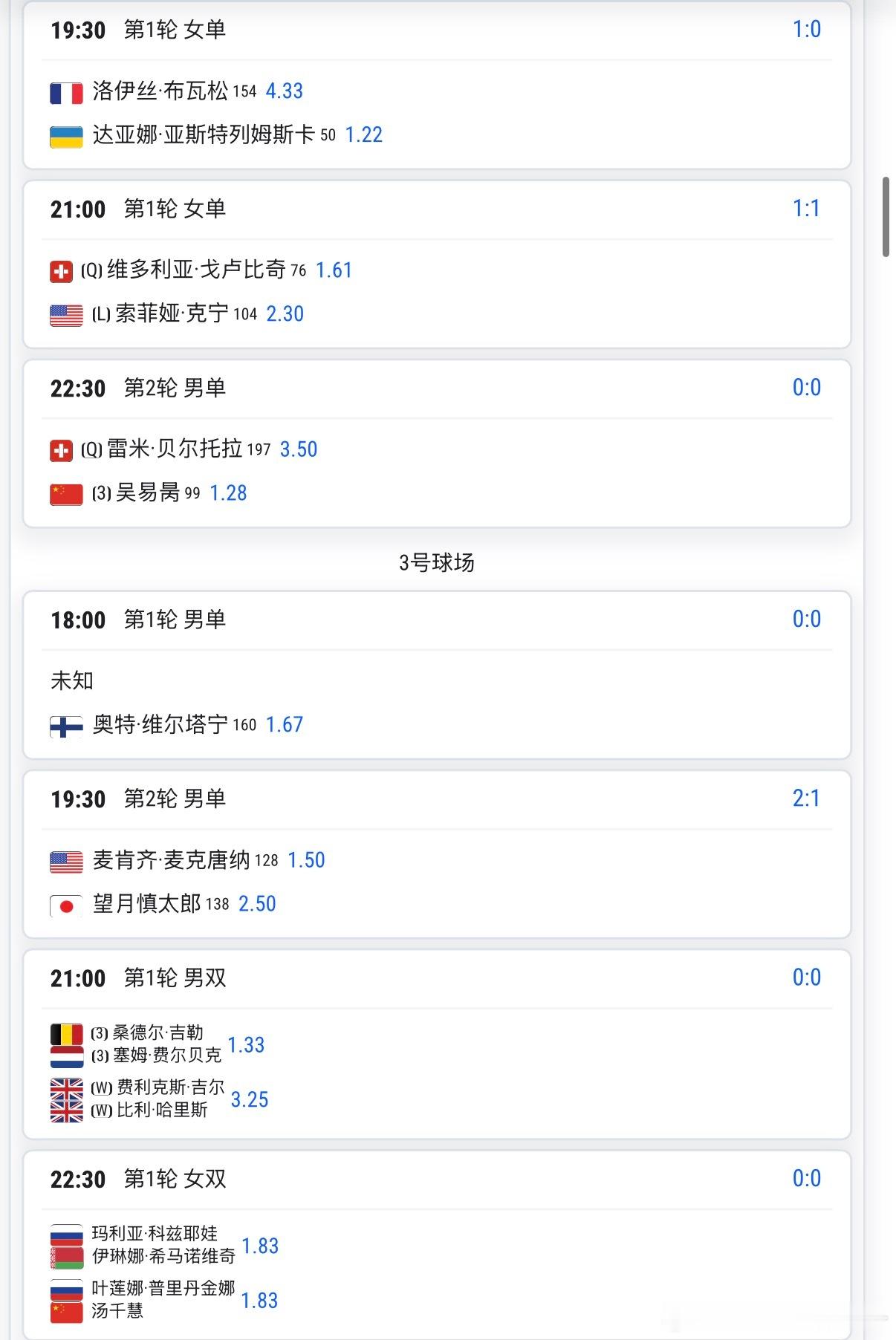 🎾📆6月16日焦点赛程今天好多比赛啊，大概会播三场🟢WTA500柏林17: