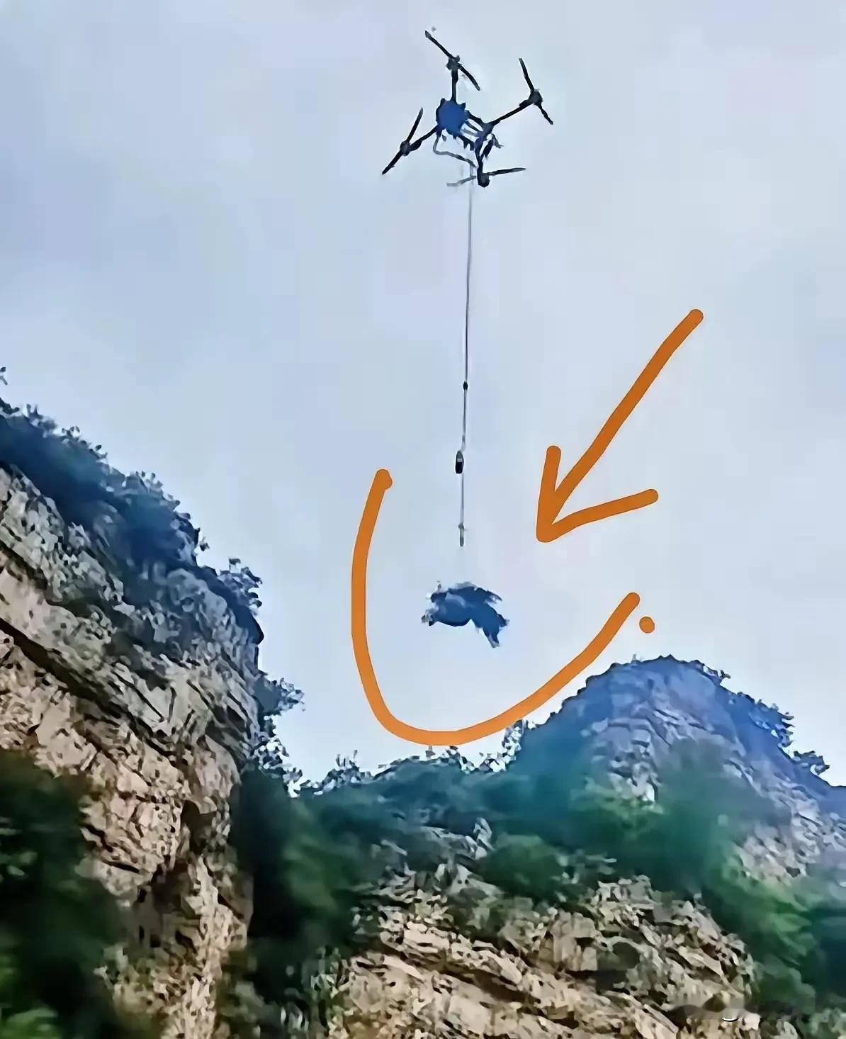 程梦园以这样的方式回到了家，无人机将她带出了山谷。据说程梦园被发现时，身体挂在树