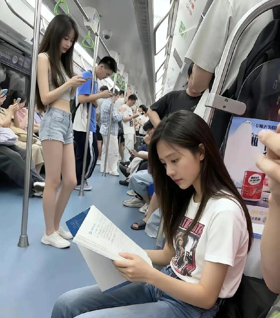 你第一眼先注意到哪个女孩？看书的还是站着的？