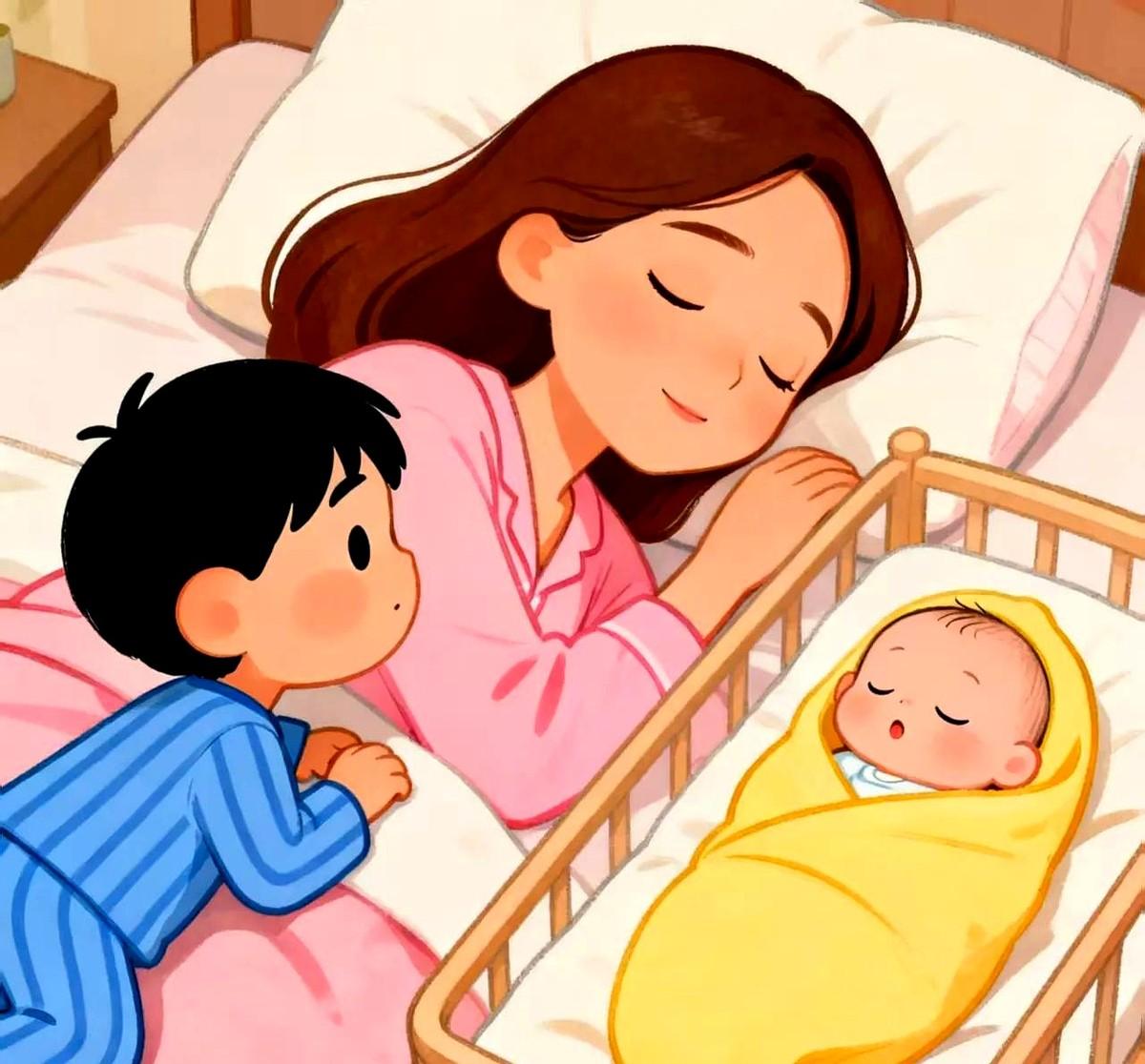 昨天给5岁的大宝商量，等妹妹（或弟弟）出生了，让他跟奶奶睡好不好？肚子里怀着二