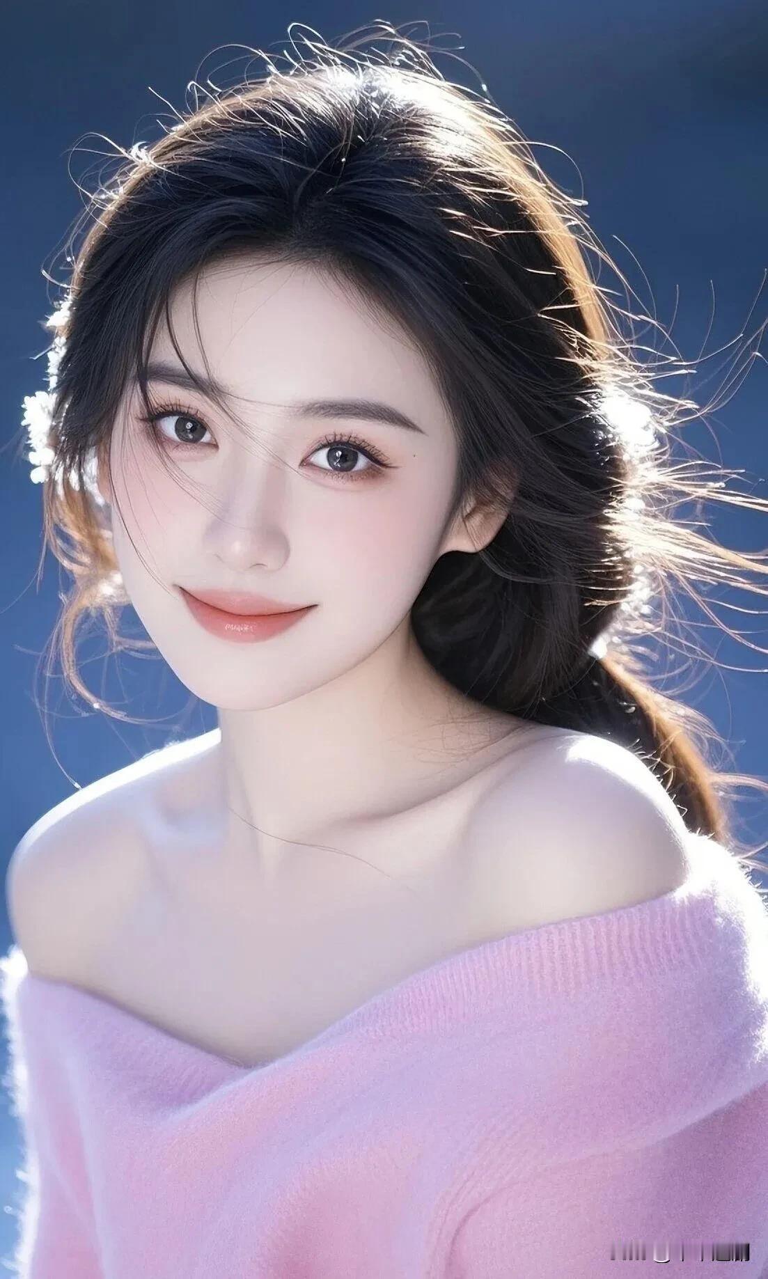 什么样的穿搭可以成为气质女神?粉绒衫裹着软甜的风，发梢被光揉成细碎的暖，唇色是