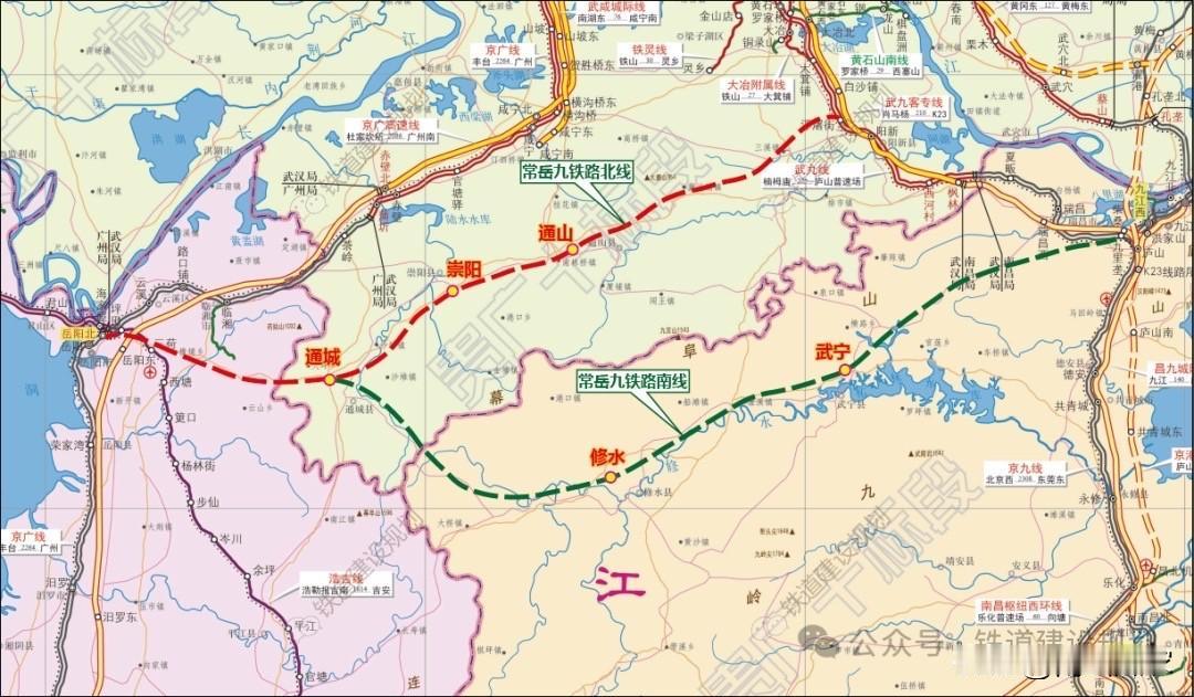 常岳九铁路逐步成为常岳咸黄铁路，长九高铁逐步成为长昌（九）高铁。这两条高铁中，第