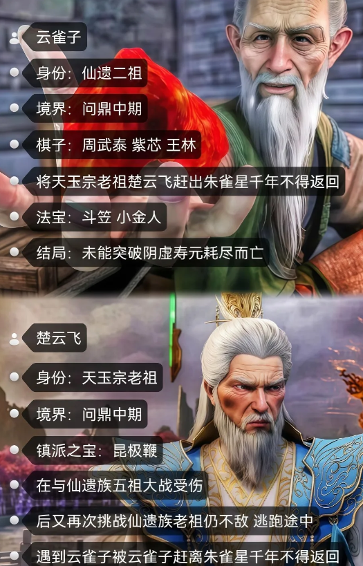 动漫《仙逆》楚云飞身份：天玉宗老祖境界：问鼎中期镇派法宝：昆极鞭曾与仙