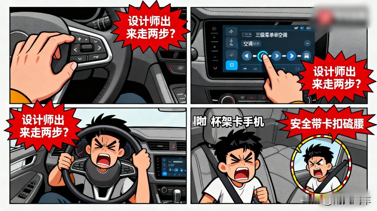 这些汽车设计，反人类！设计师出来走两步？比如藏在方向盘后面的定速巡航按键、需