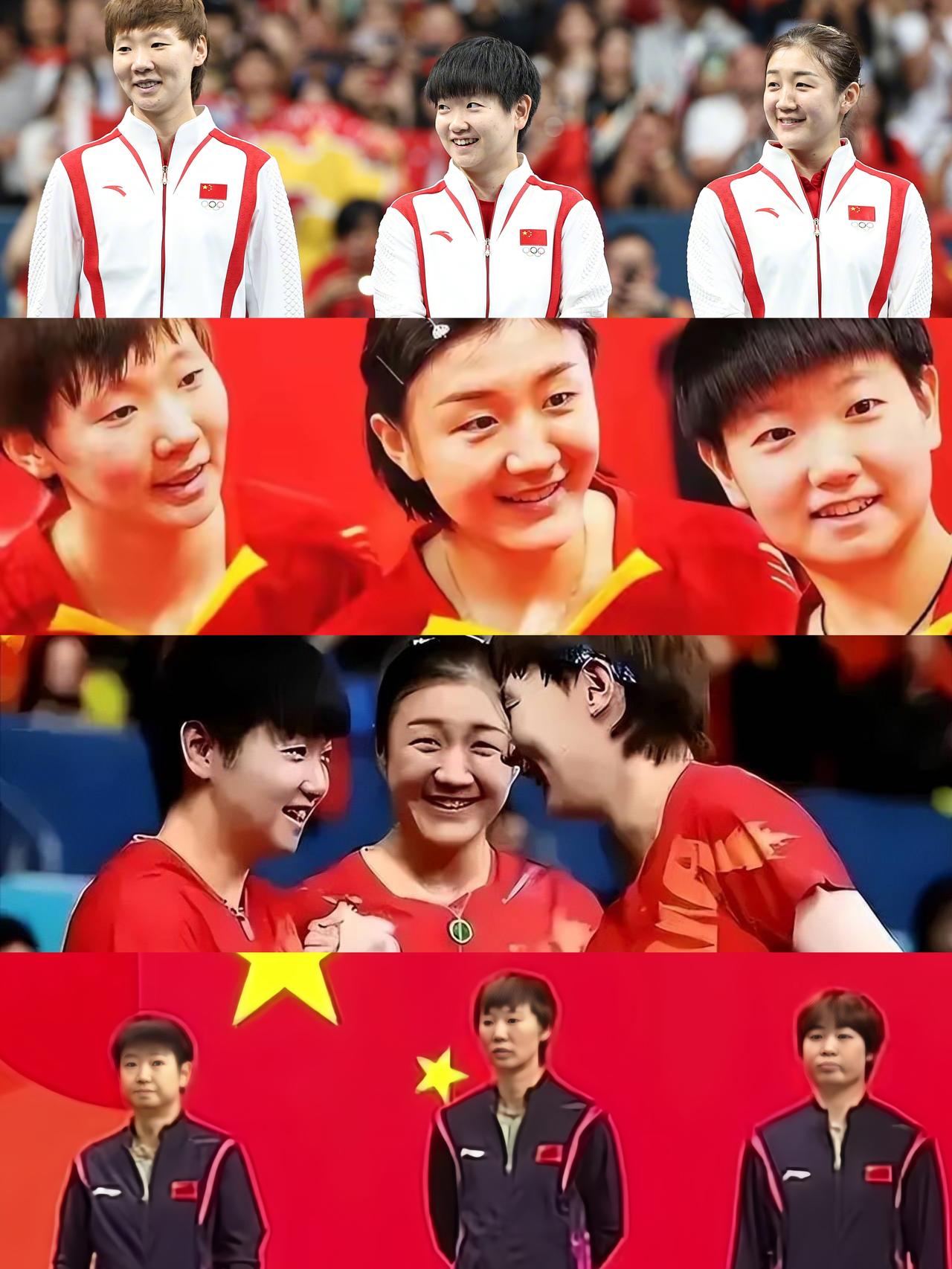看到国乒女团三人上台领奖，突然想起来曾经的国乒三朵金花，陈梦，孙颖莎，王曼昱曾经