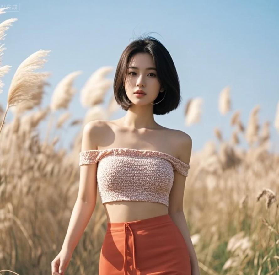 【暗调情绪】低饱和度色调，她沉默伫立，芦苇海弥漫着淡淡的疏离与忧郁。