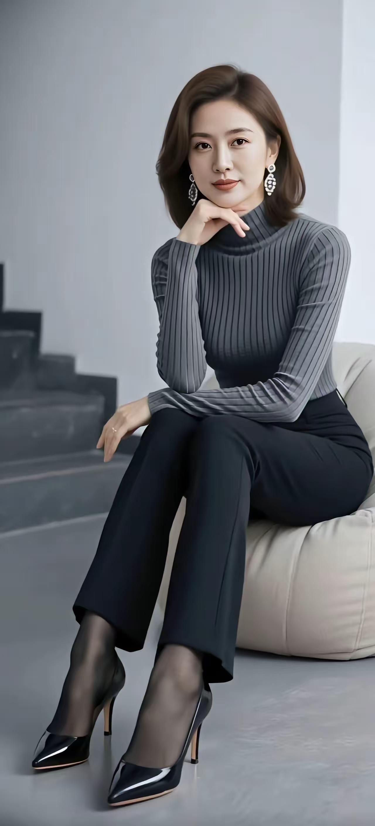 塞鸿秋·黑白之韵黑白条纹领边娇俏，高衫逸态映于眉梢。幽姿好似寒梅俊俏，雅