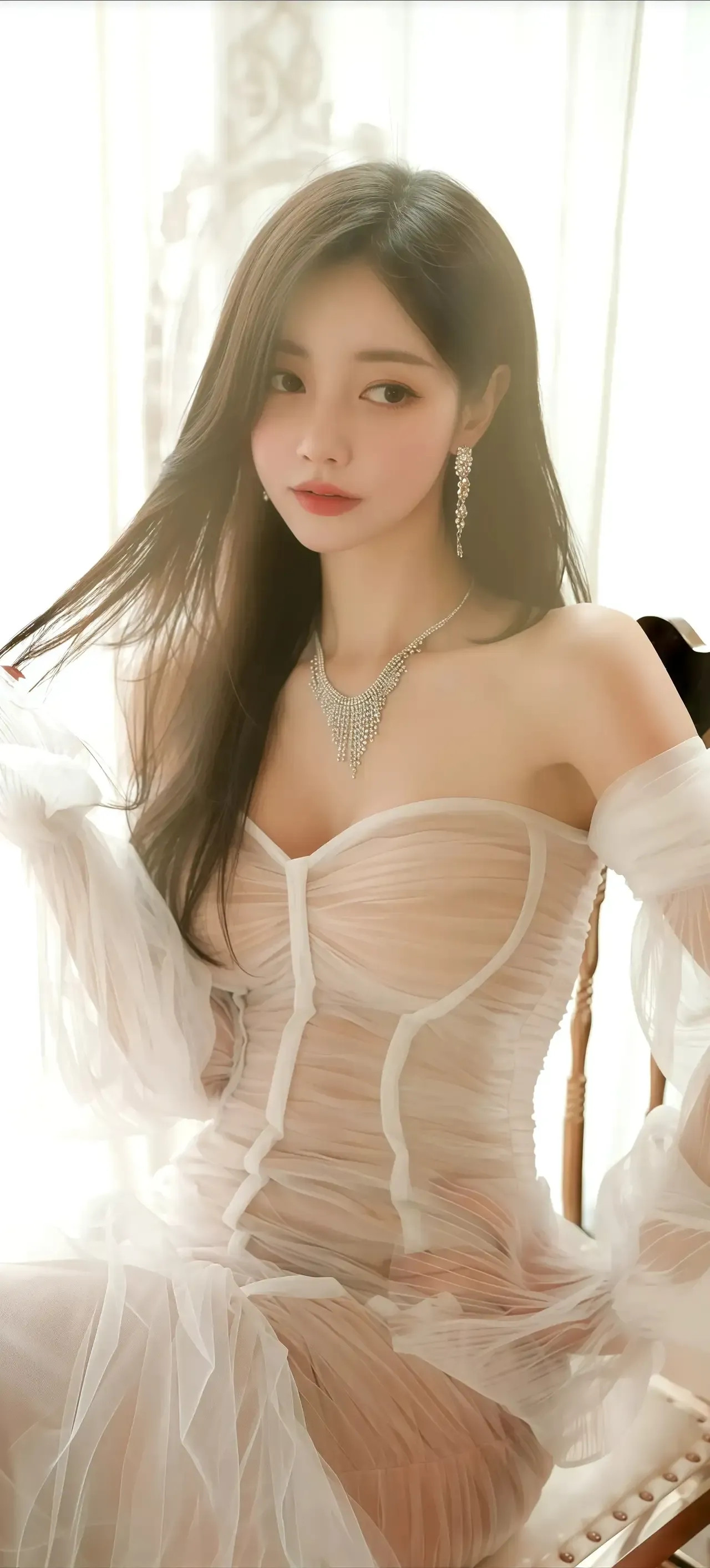 孙允珠白纱鱼尾裙勾勒优雅曲线