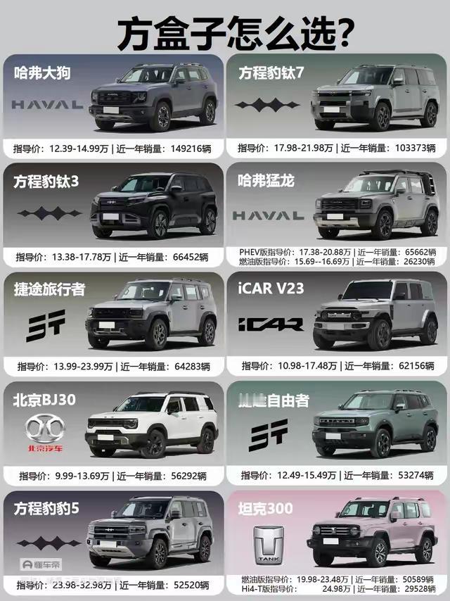 国产方盒子SUV全面盘点（图内10台车，分层+选购建议）价格梯队划分