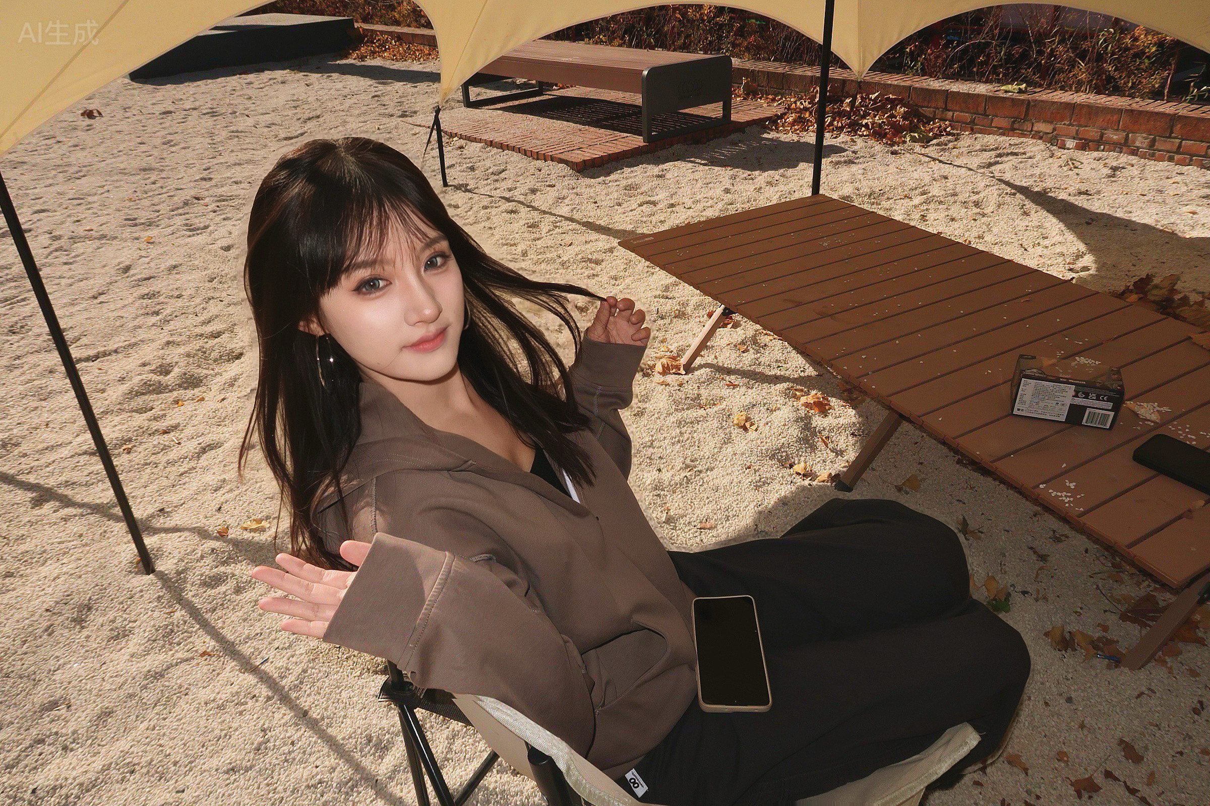 忙里偷个闲，在园区的露营区晒晒太阳，舒坦了