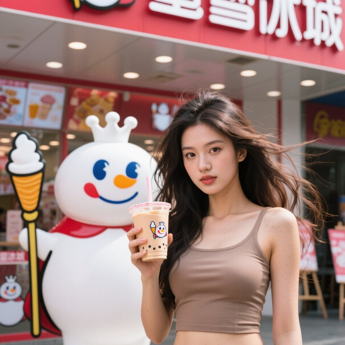 喝蜜雪的小姐姐，是不是甜上加甜？