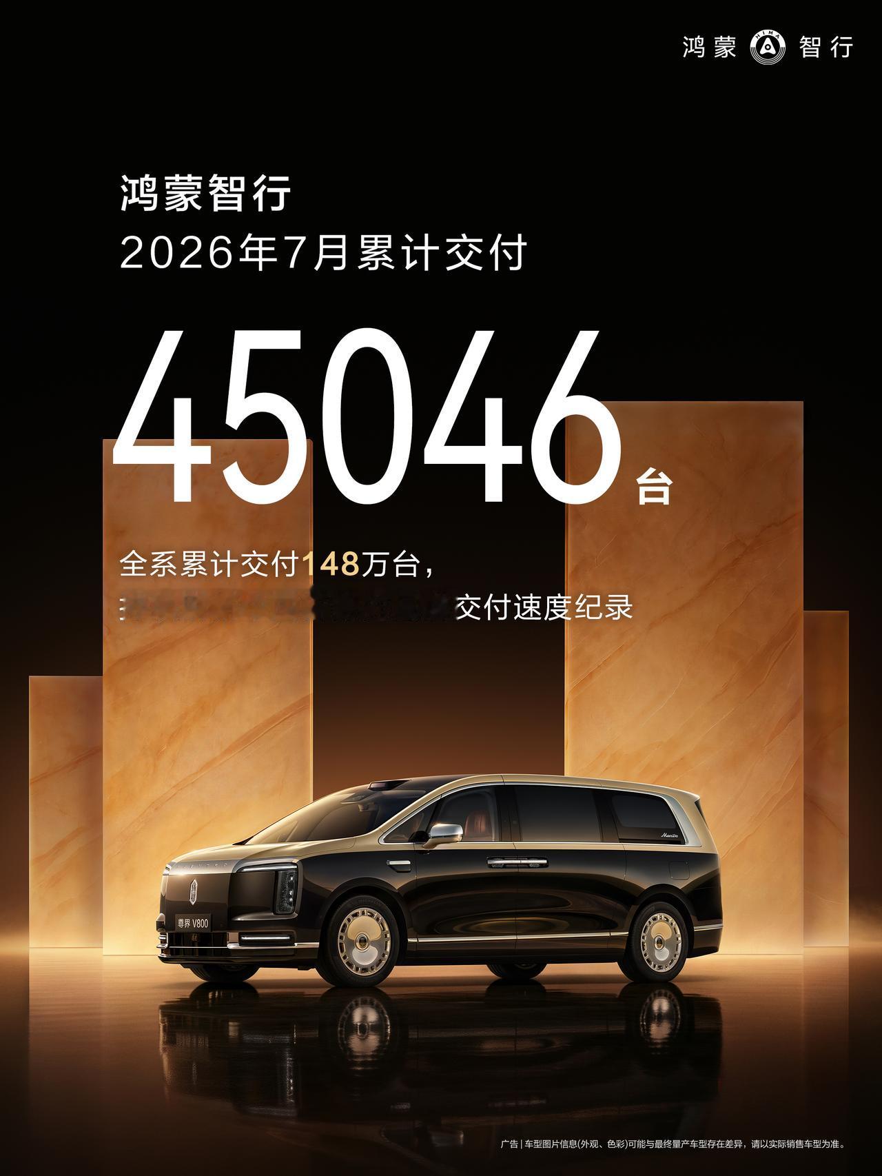 行业增长承压，鸿蒙智行7月实现交付45046台鸿蒙智行7月交付45046台，全