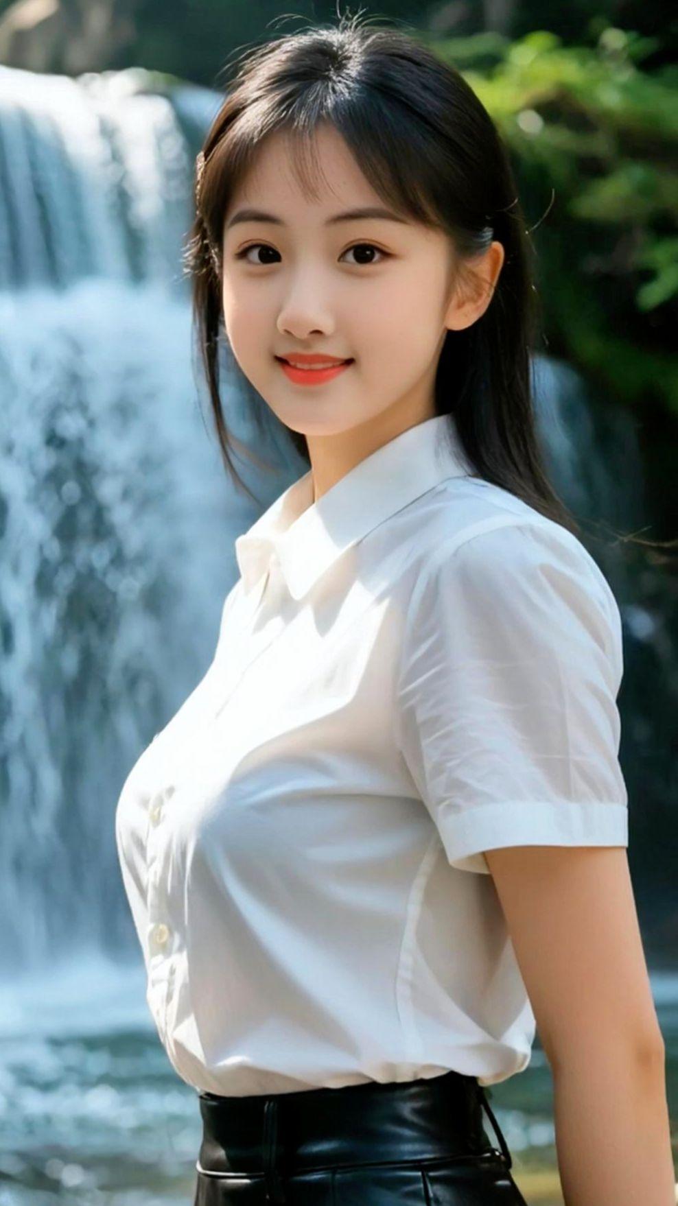 AI瀑布湿发写真