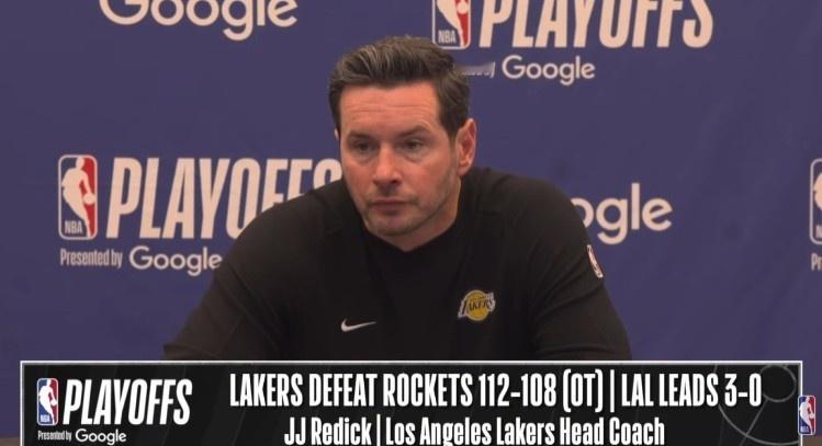 詹姆斯今天下半场只休息了1分53秒，雷迪克赛后表示：“我们需要他，无论是在得分、