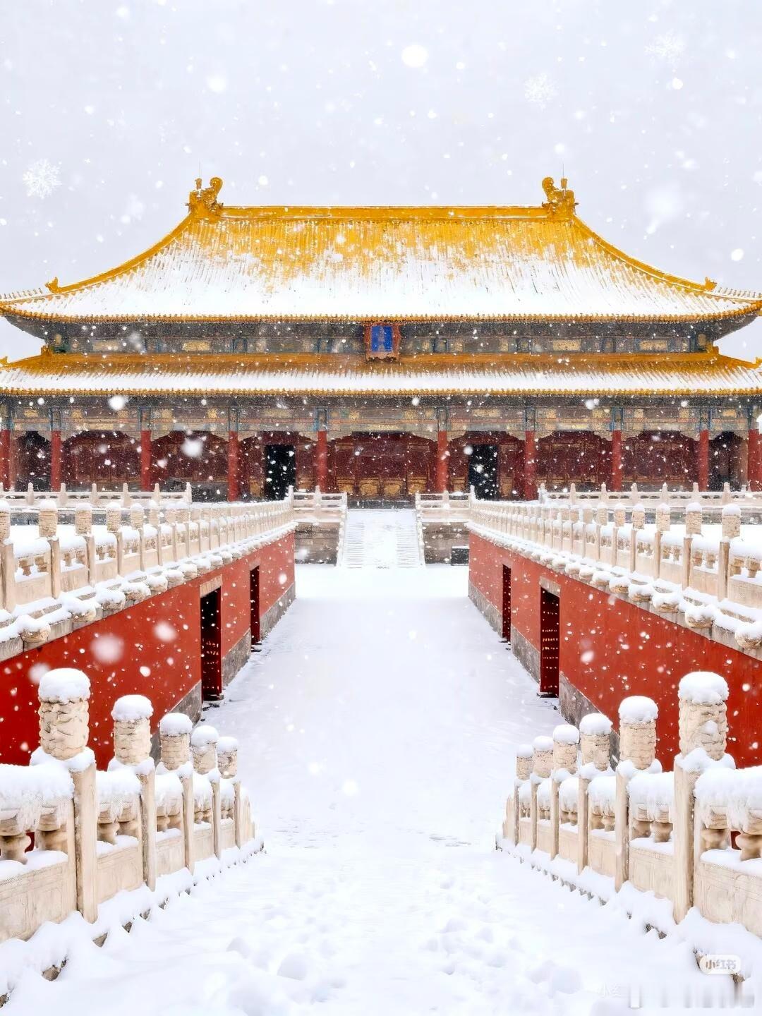 当北京遇上雪，就成了刻在骨子里的浪漫。红墙映白雪，寒枝缀银花，目之所及，皆是人间