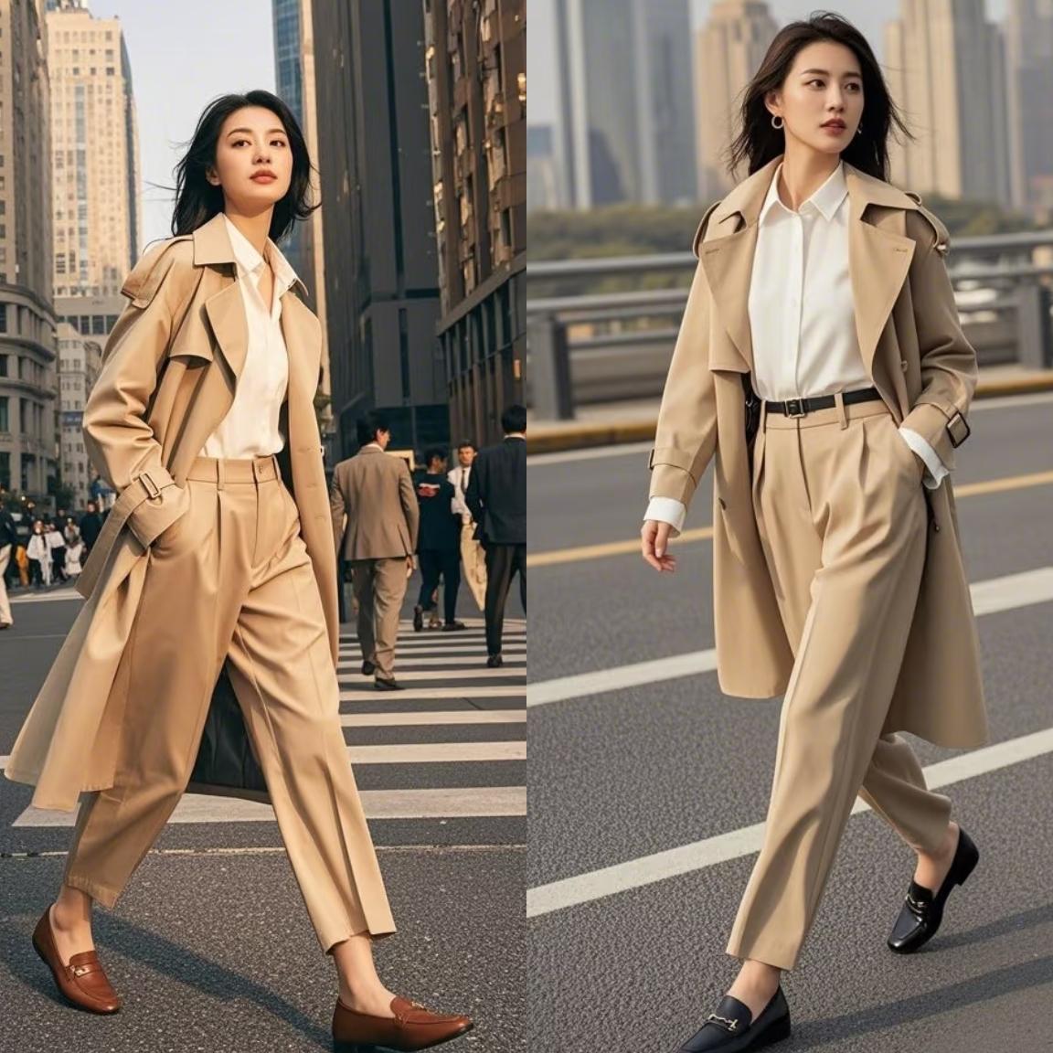 中年女性开春选择风衣+九分裤穿搭，气质高级又显贵春暖花开的春天来了，对咱四五