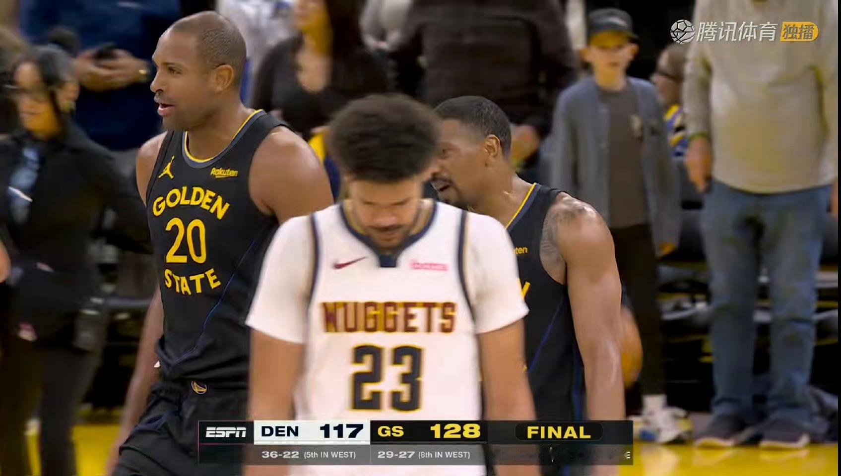 哈哈哈哈哈，赢了！！！勇士末节一波流，主场128-117战胜掘金，追梦临时不打、