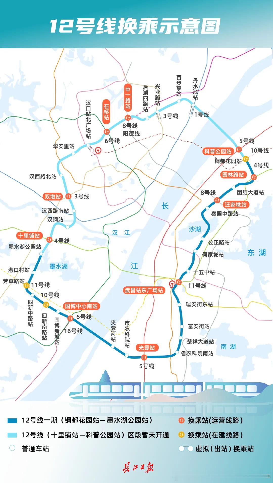 【武汉地铁12号线即将开通，或战五一！？】近日，亚洲第一长、武汉首条地铁环线—