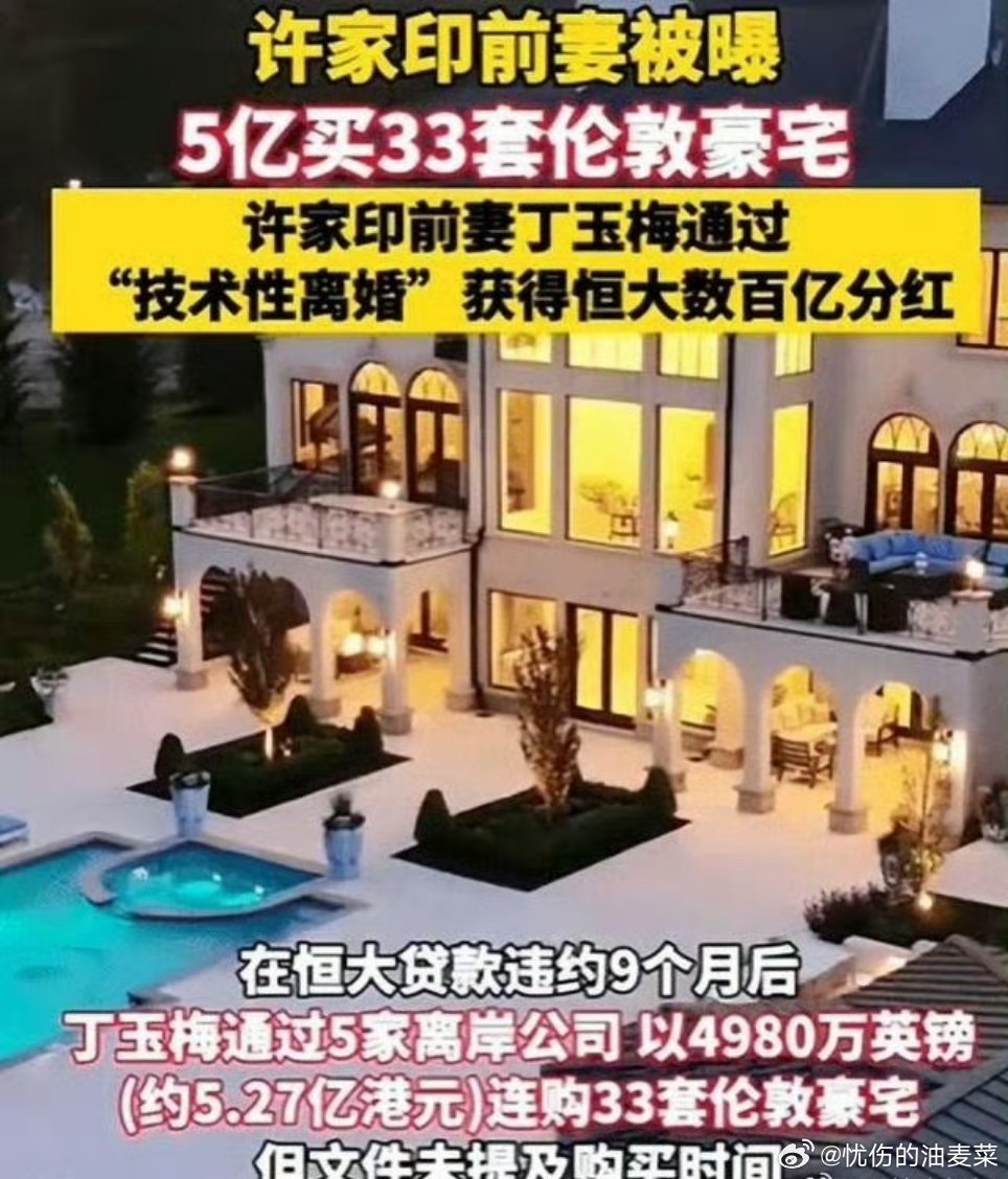#许家印老婆资产#随着恒大系列案件一审落槌，许家印判处无期徒刑、没收个人全部财产，许智健、许腾鹤两名