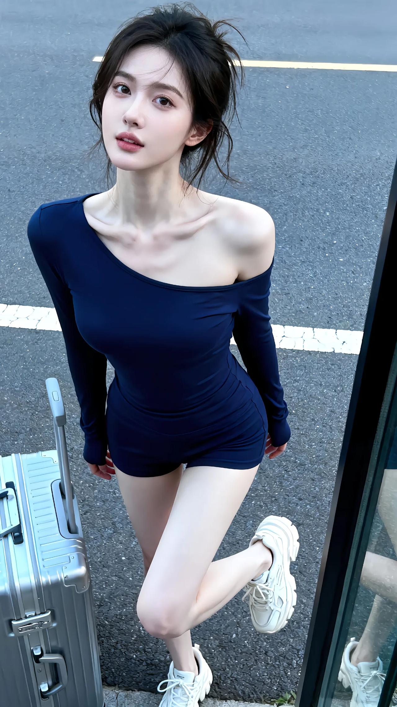 用一张壁纸刻画清纯与热辣分享街拍长腿宽脚牛仔裤美女穿搭分享你随手拍的风景分