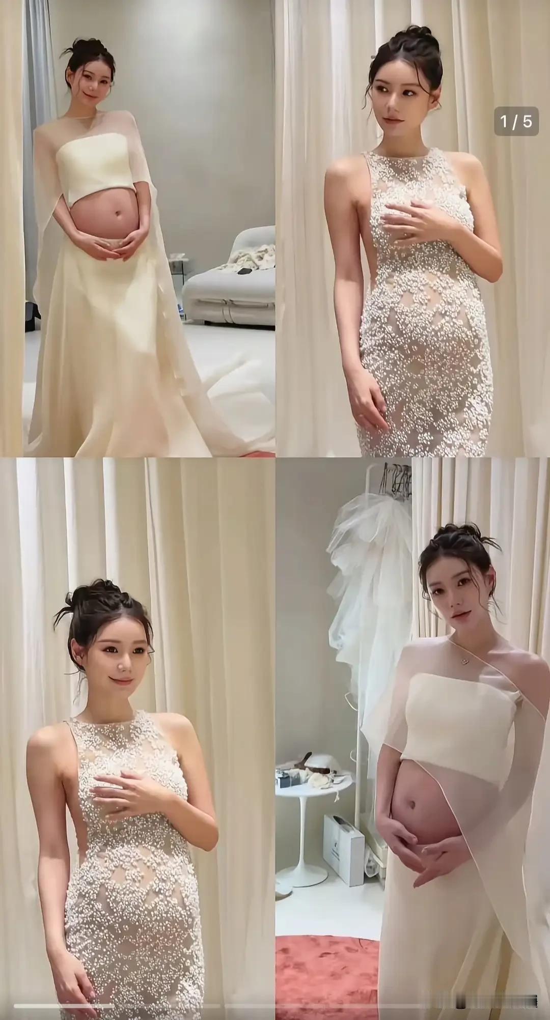 马筱梅洒孕晚期大肚照，一脸的幸福，没有两个月，宝宝就要出生了。恭喜筱梅，这一路走