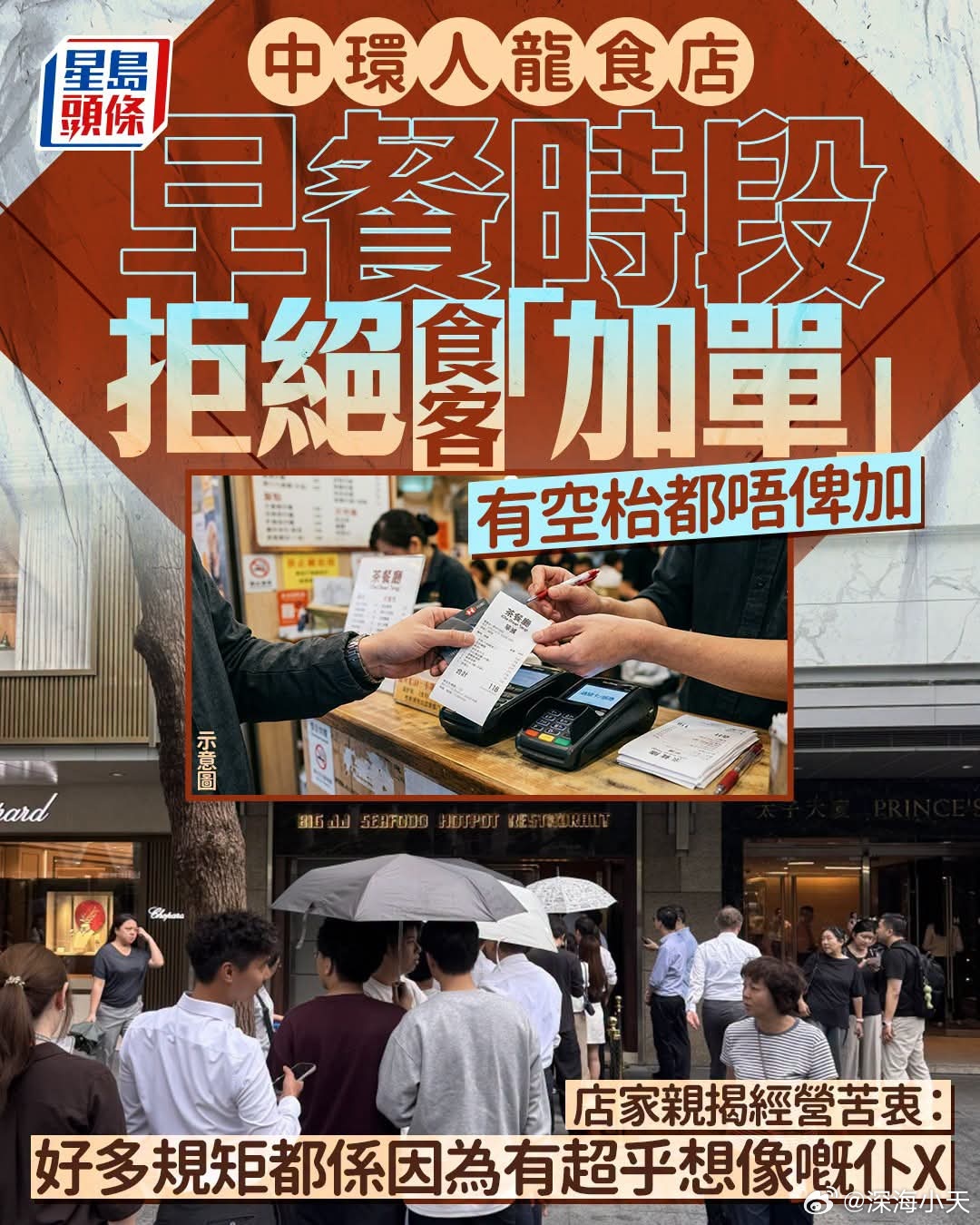 香港餐厅早餐严禁「加单」食客质疑星岛报道，有网民在Threads上分享到中环