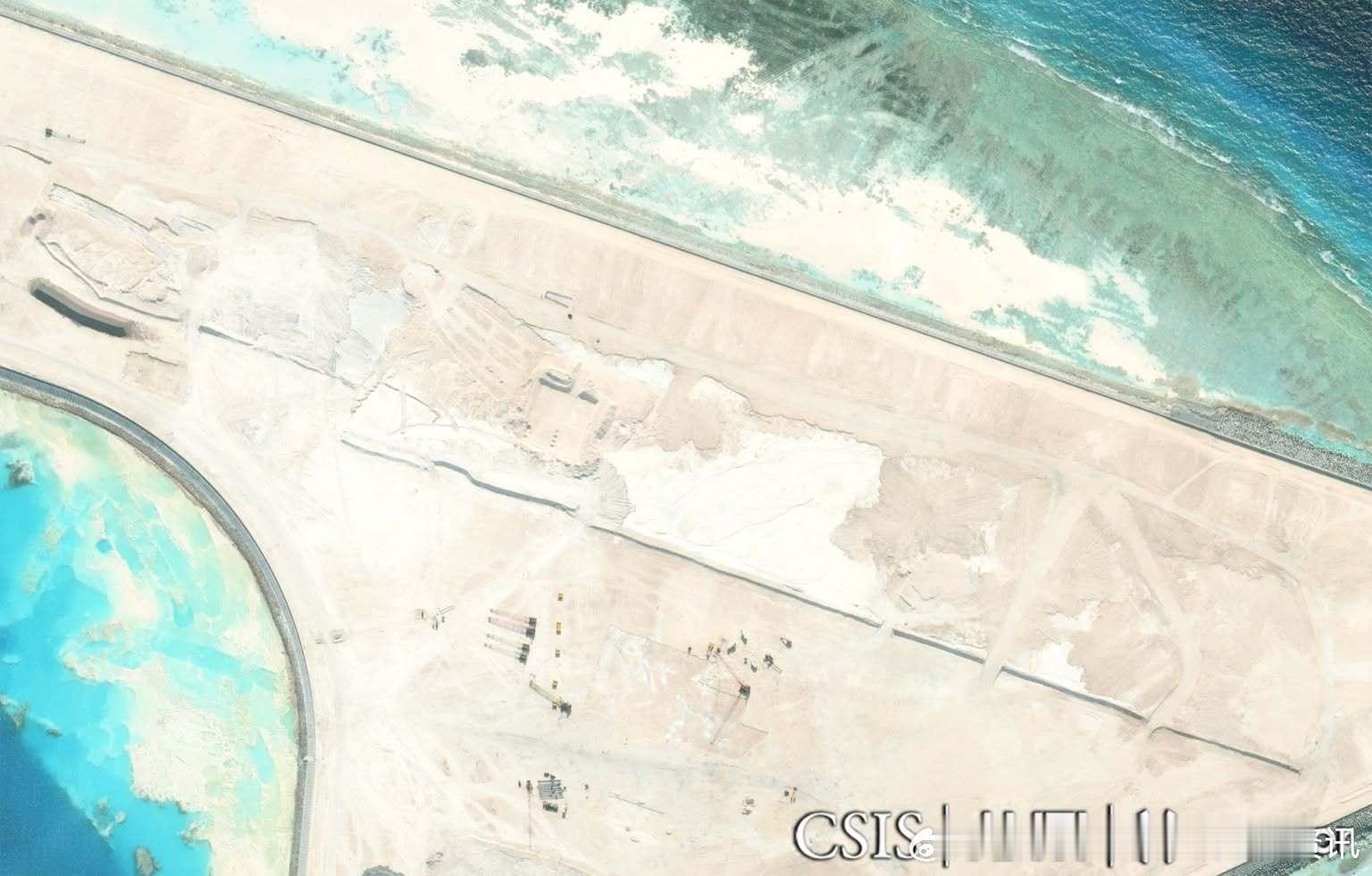 南海维权巡航专项【岛礁】中国羚羊礁，2026年8月高清卫星图。西北侧的3公里“