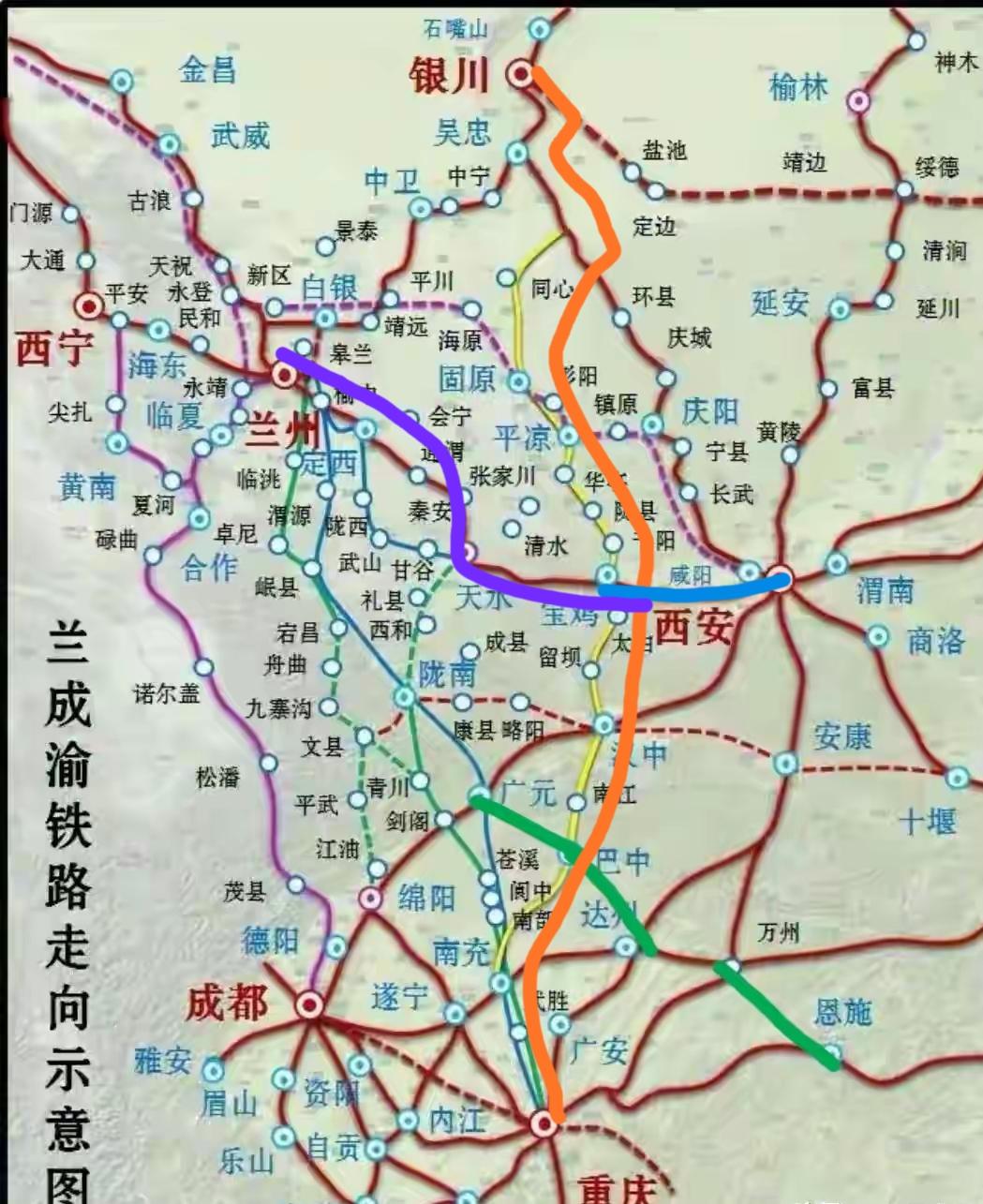 其实银渝铁路同样很重要，沿线的固原、平凉、宝鸡、汉中和巴中也需要这样一条铁路来完