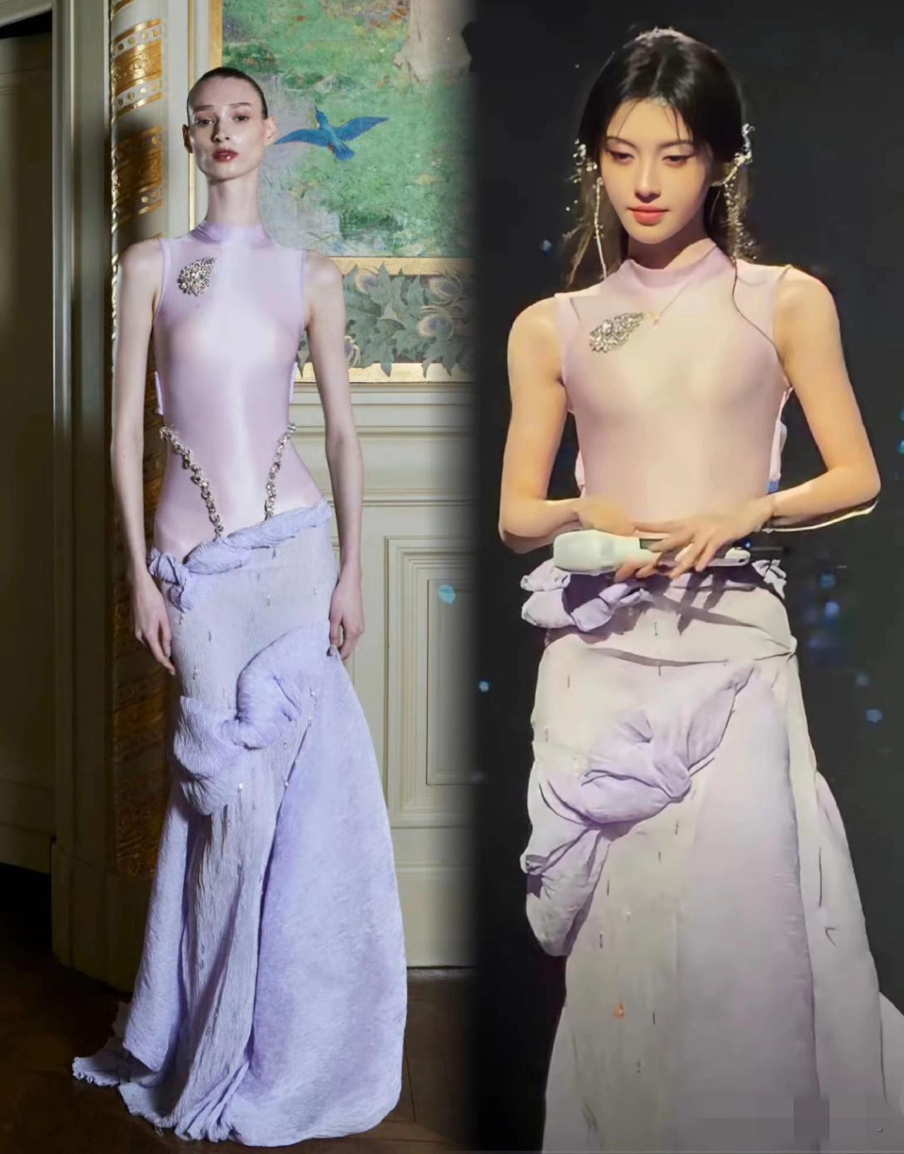 刷到这张图…，我发现之前错怪鞠婧祎了[捂脸哭]。这件衣服，估计谁来穿都没水花，非?