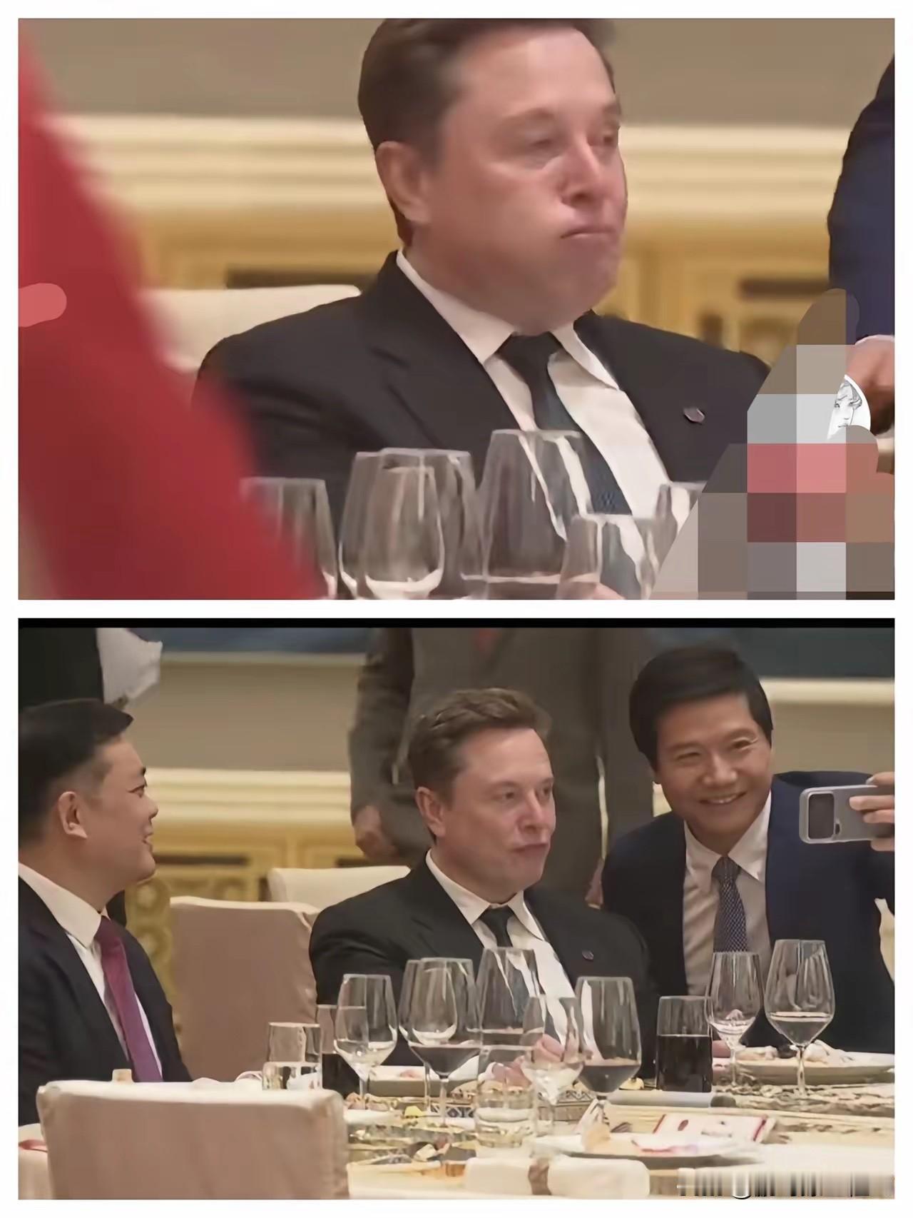 顶级大佬的饭局上，马斯克被拍到这样一幕：嘴唇紧闭，微微鼓起，这不是在嚼东西，而是
