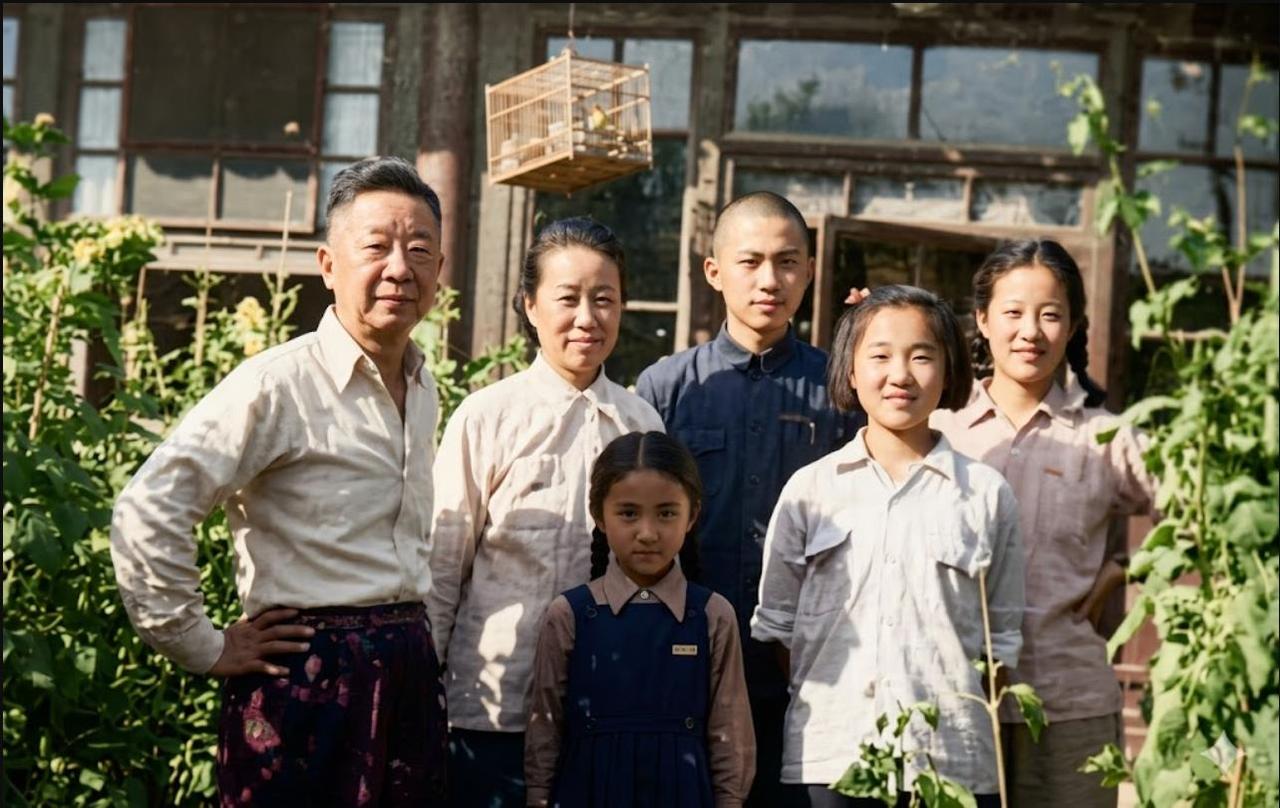 1953年夏天，北京丰富胡同19号的丹柿小院，小院草木繁茂，鸟笼高挂，作家老舍先