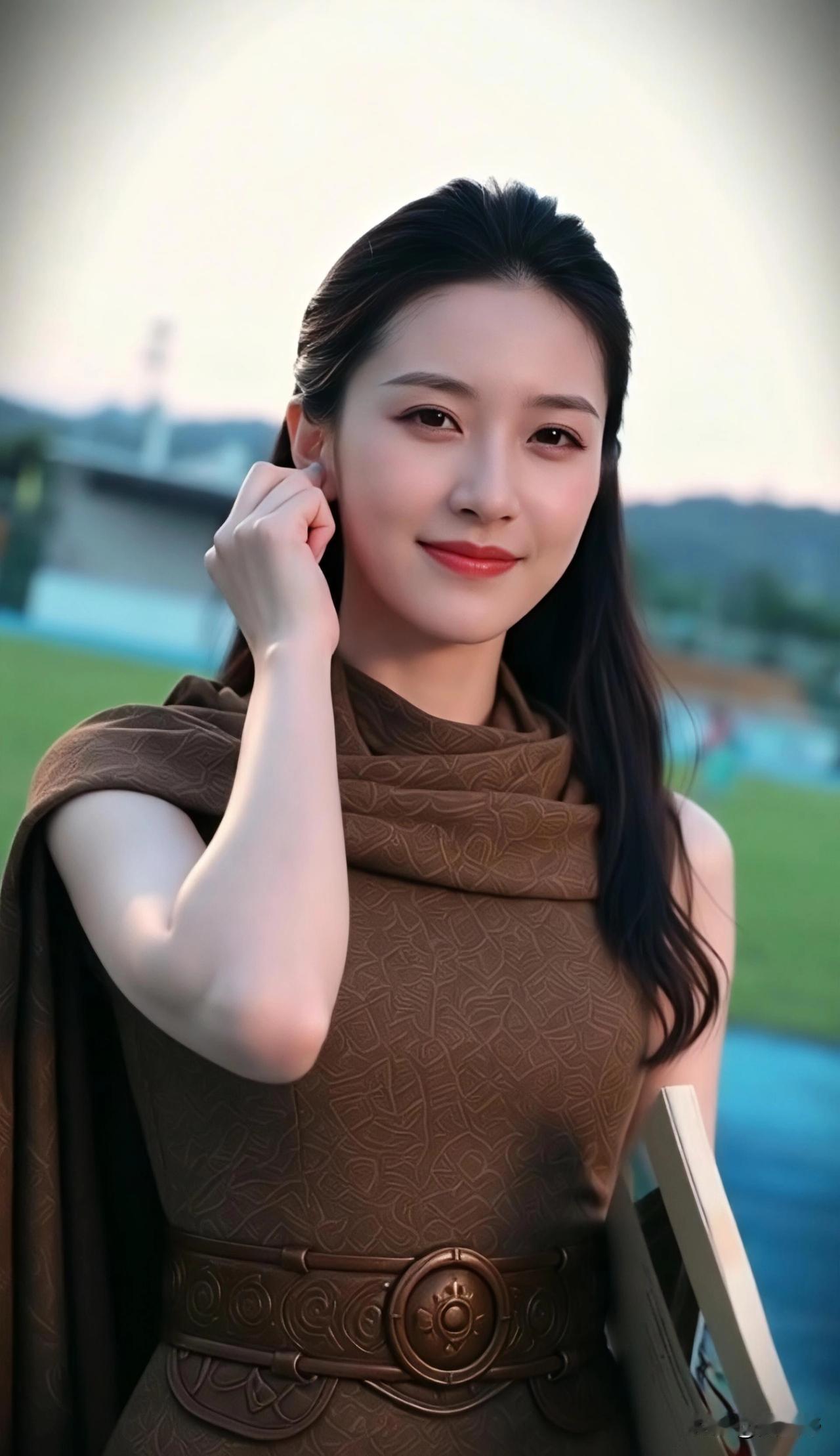 落日把林间的风烘得柔软，长椅、书页与漫开的绿意，酿成一段松弛的午后。油纸伞