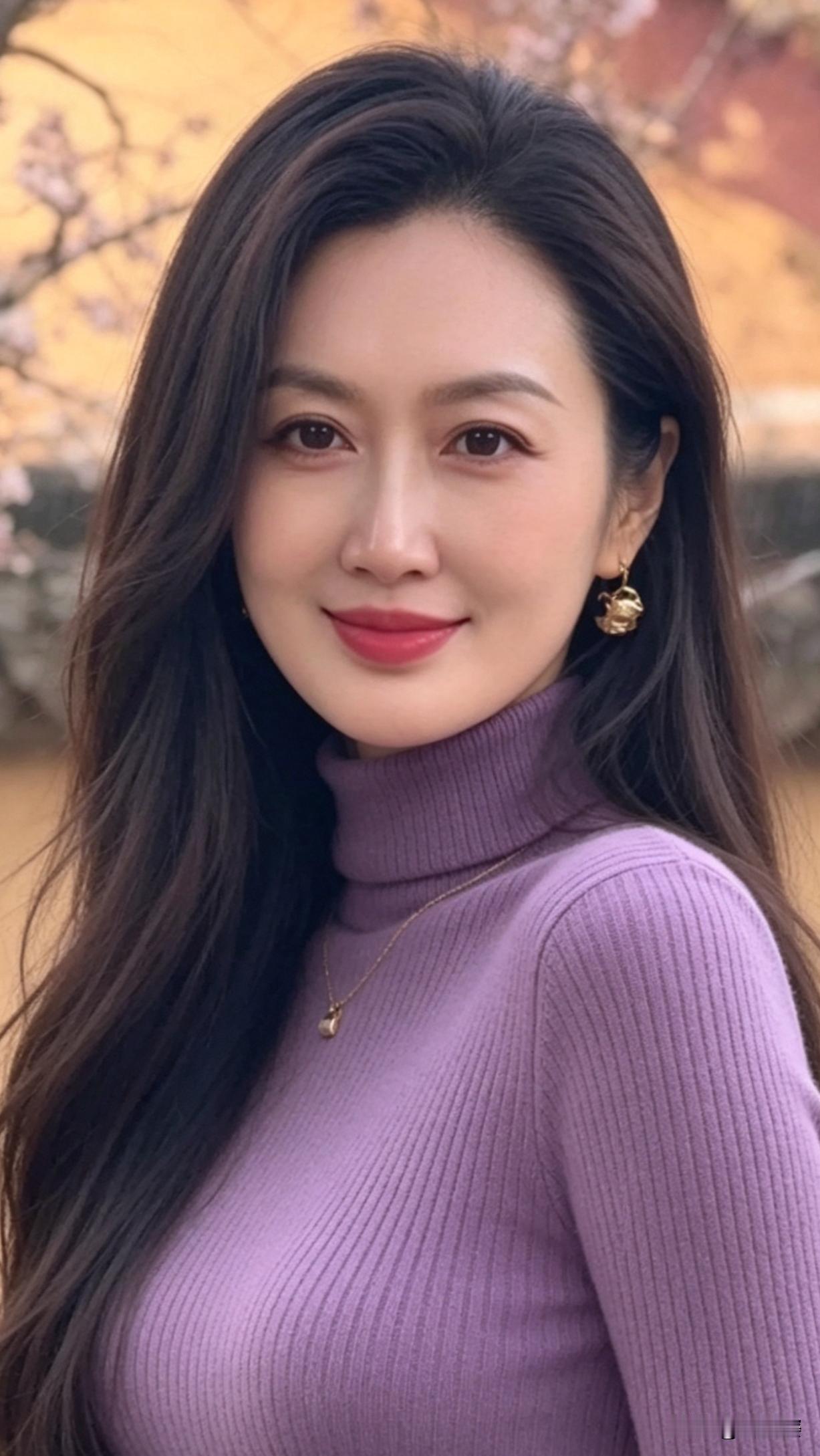 四十岁穿紫色，紫色这颜色向来自带高贵优雅的气质，可不是谁都能驾驭的。