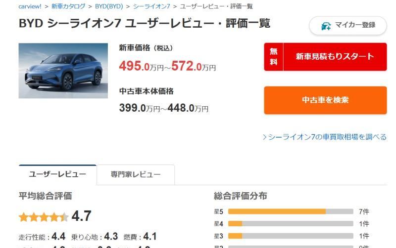 日本车主眼中的比亚迪海狮07口碑如何？日本BYD正在销售的有四种车型（不包括商
