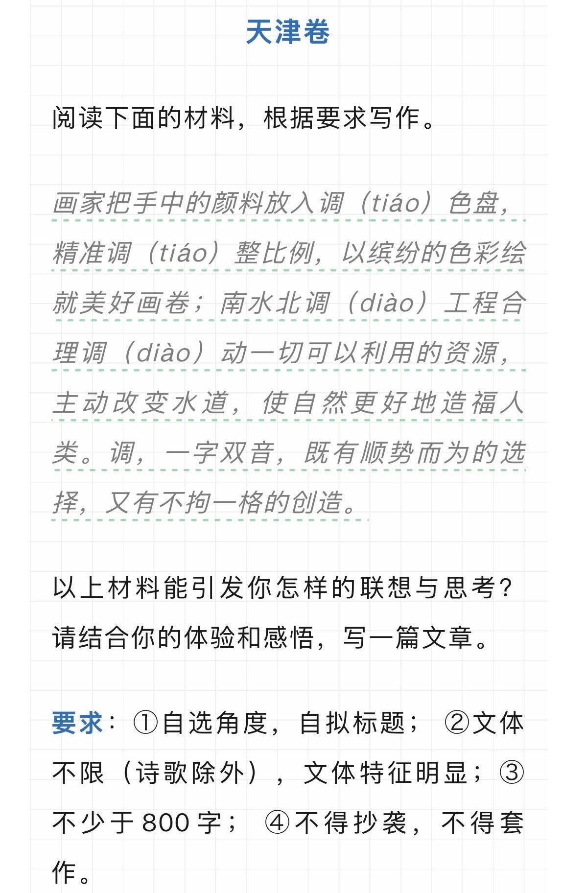 看了一下今年的高考语文作文题，天津卷太糟糕了！今年高考试卷类型分别有上海卷、