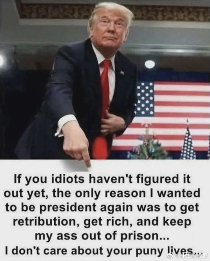 似乎现在越来越多的美国人开始意识到特朗普真实的心理状态了：如果你们这些白痴还没弄