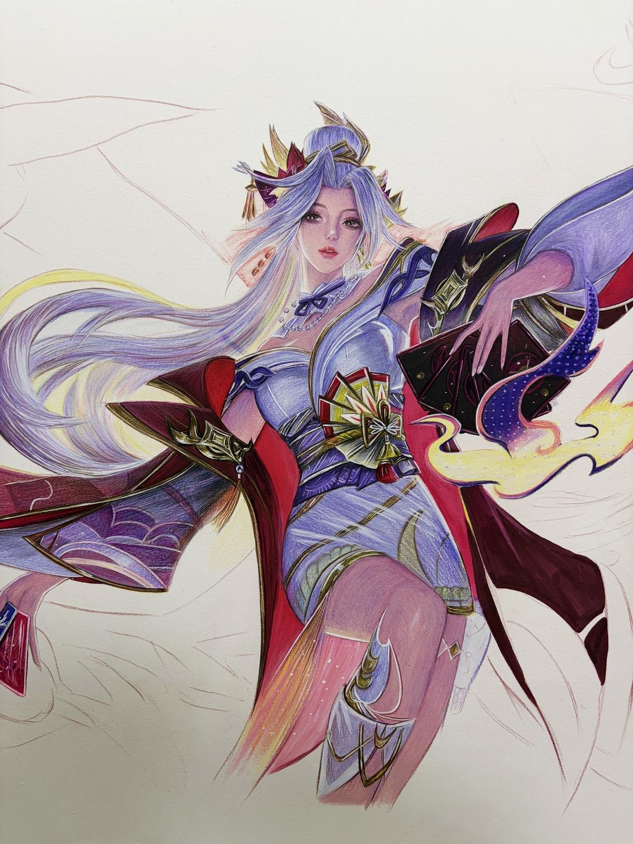 画了好几天还没有画完手绘手绘动漫画画王者荣耀
