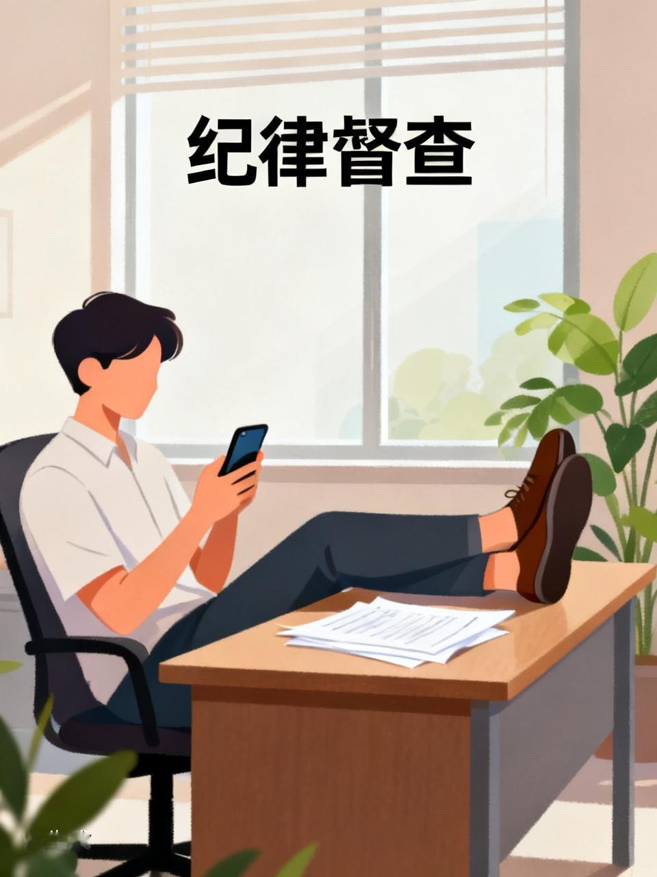 离谱到家！管纪律的自己上班翘脚玩手机打游戏这年头真的太讽刺了，管别人守规矩