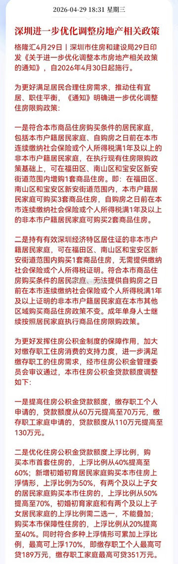 突发利好消息！房地产方向传来重磅利好，深圳楼市再放大招！深圳进一步优化调整房地产