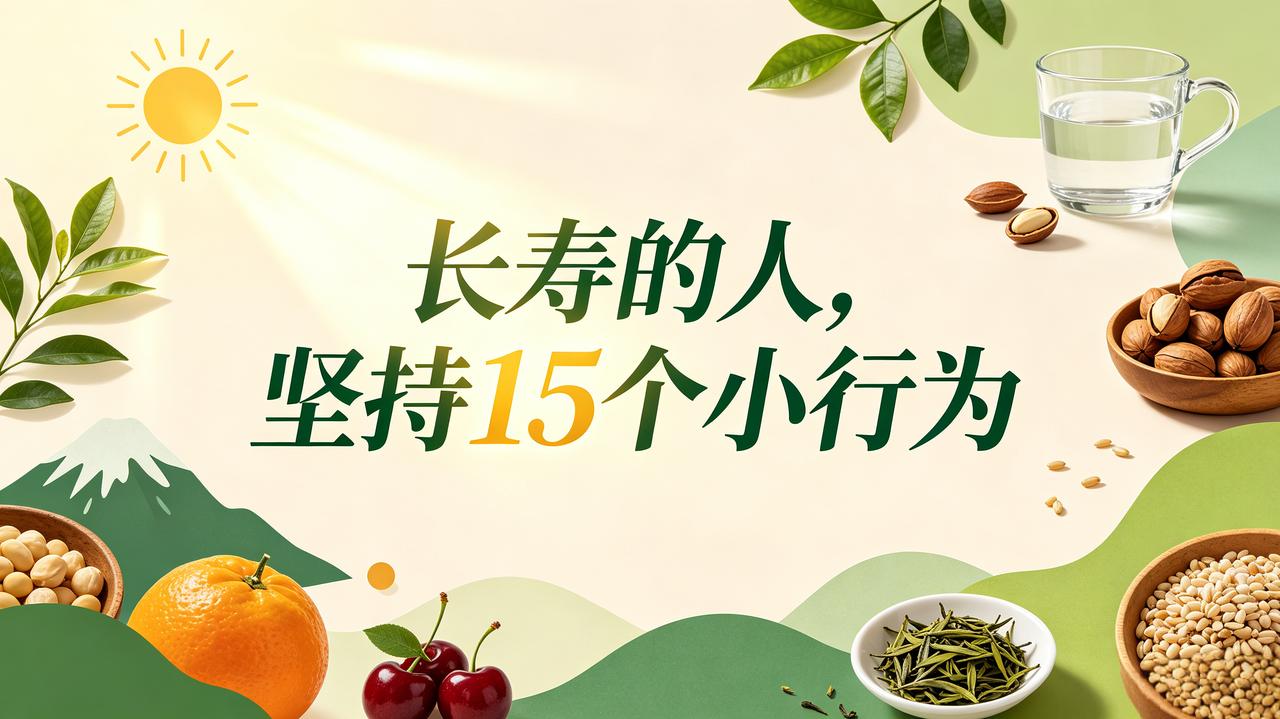长寿的人，坚持15个小行为！①多喝白开水，少喝饮料与奶茶！②每日午休3