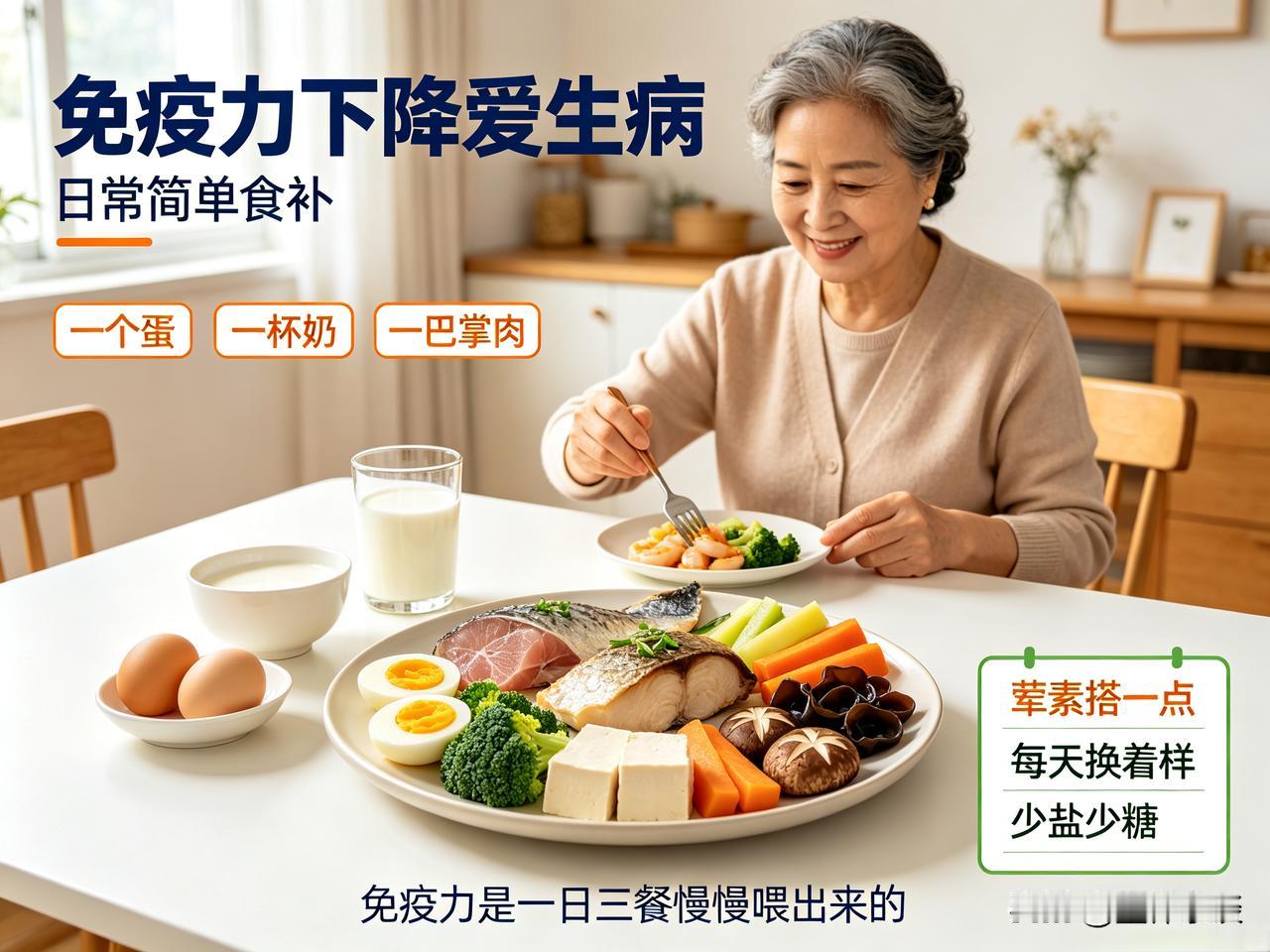 免疫力下降爱生病，日常简单食补！人上了年纪，最怕的就是三天两头感冒、换季就咳