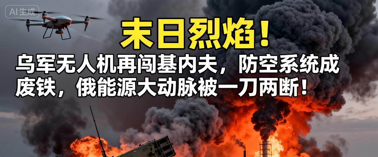 末日烈焰！乌军无人机再闯基内夫，防空系统成废铁，俄能源大动脉被一刀两断！202