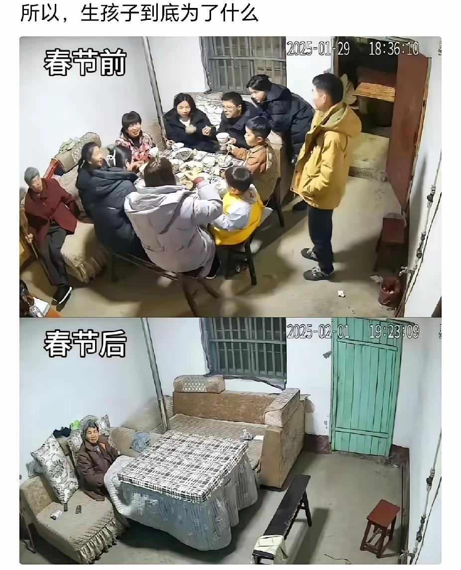 看着这画面心里满是感慨！平日里总盼着孩子们回家，可孩子们一年也就回老家一趟，一