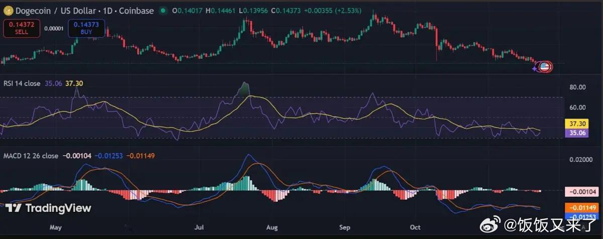 狗狗币最近跌破关键支撑0.14美元，目前交易价约0.1445美元。分析师