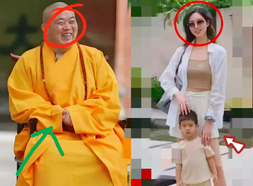这下全国人民都知道了释永信的妻子了有人说他有漂亮苗条的妻子，帅气的儿子随他