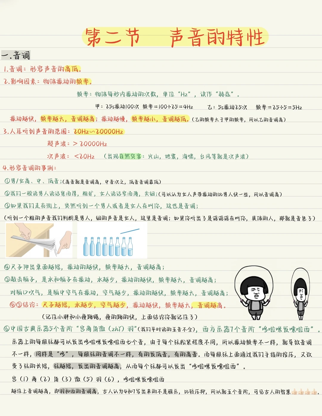 新版八上物理预习（6）：声音的特性